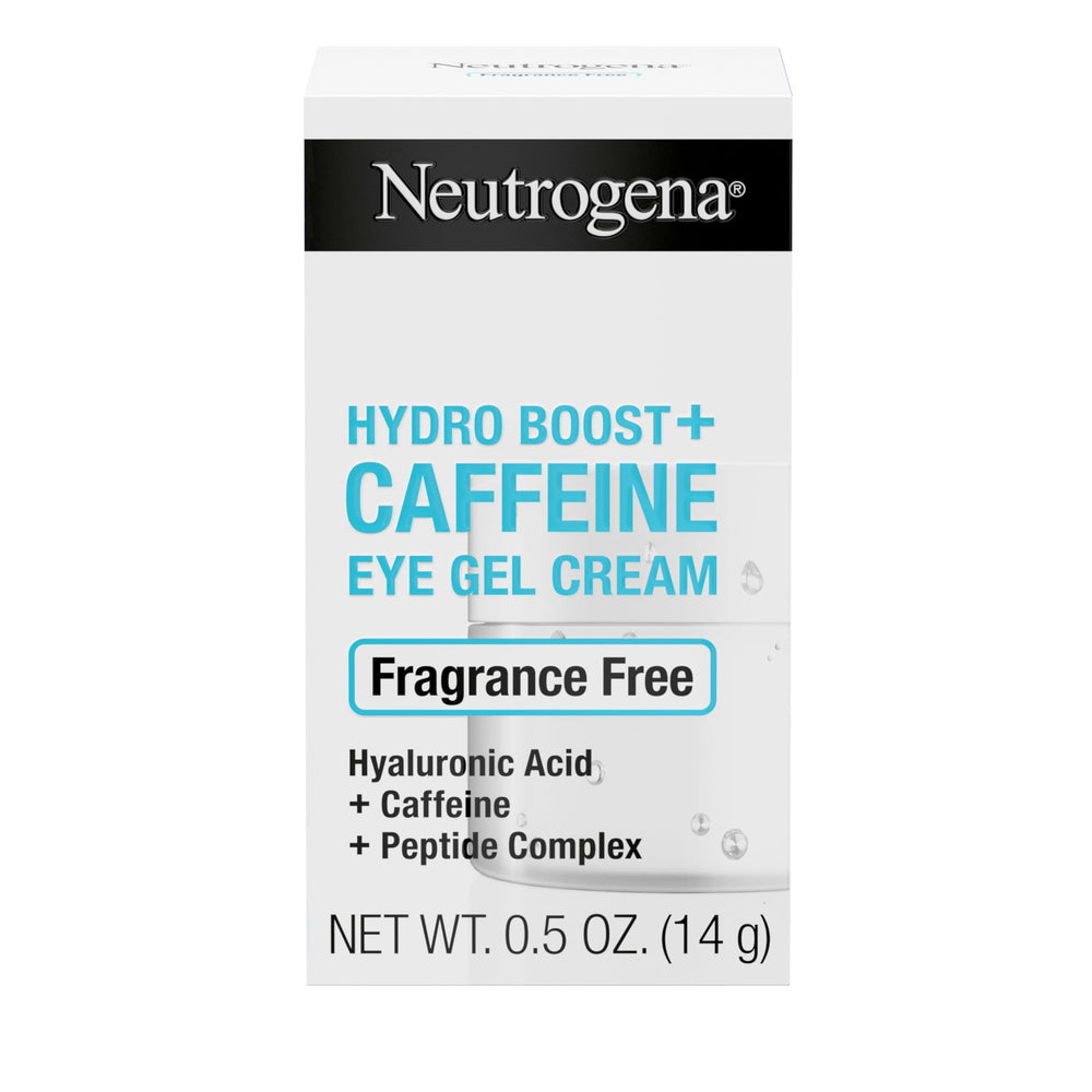 Neutrogena Hydro Boost eye cream on a bathroom counter in a morning routine scene for daily use benefit