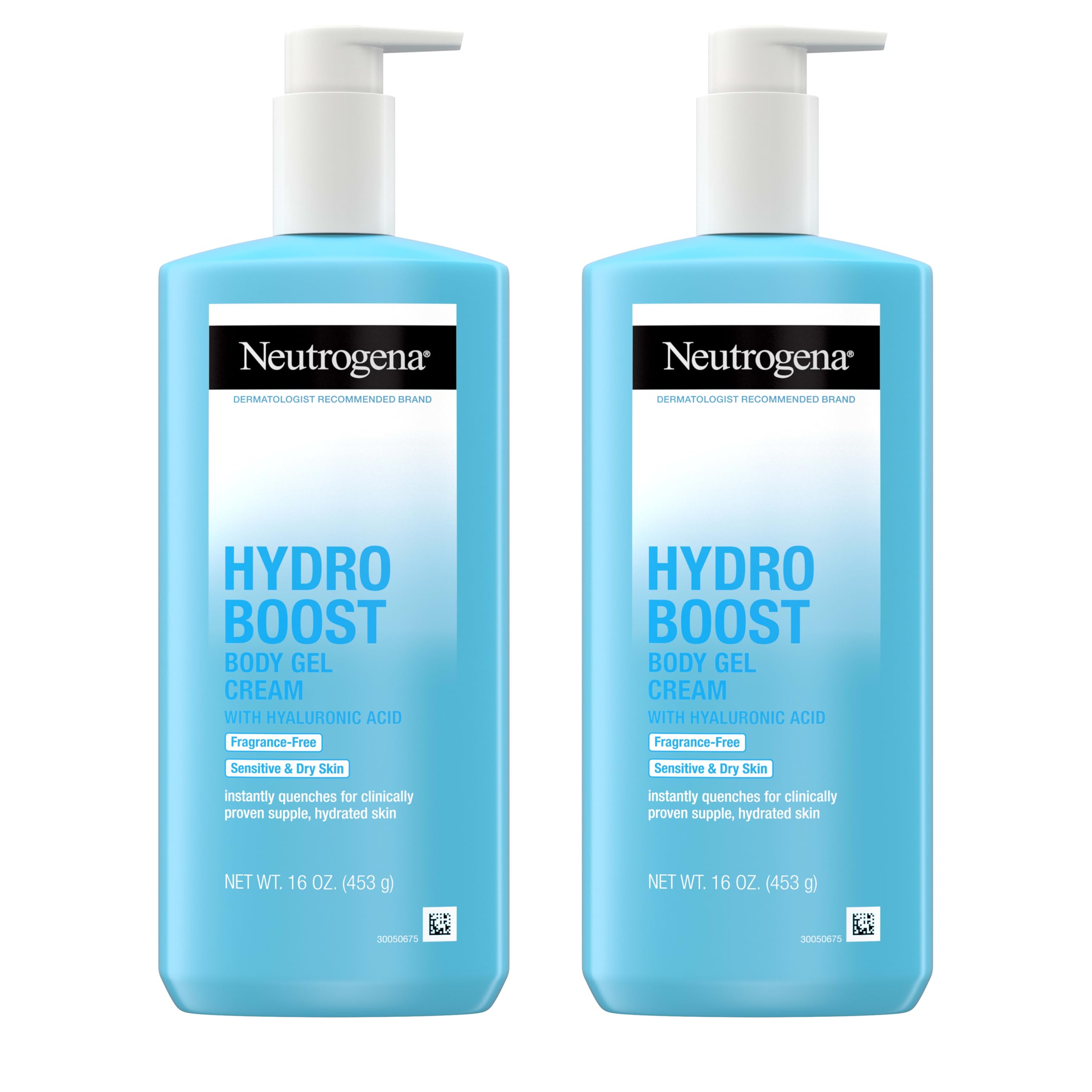 Neutrogena front view of twin 16 oz tubs showing packaging and size benefit