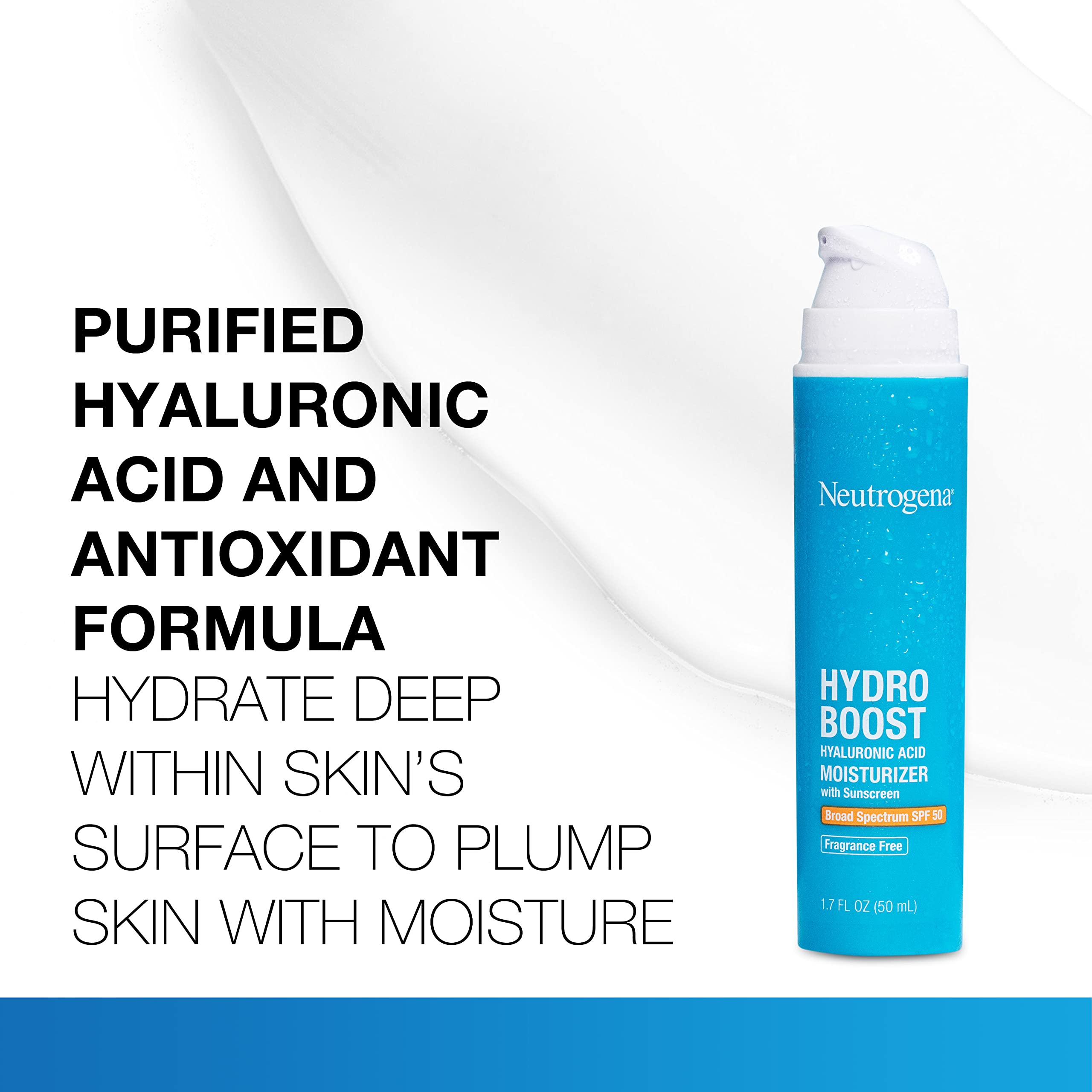 Neutrogena Hydro Boost SPF 50 with travel-size cleanser showing morning routine convenience