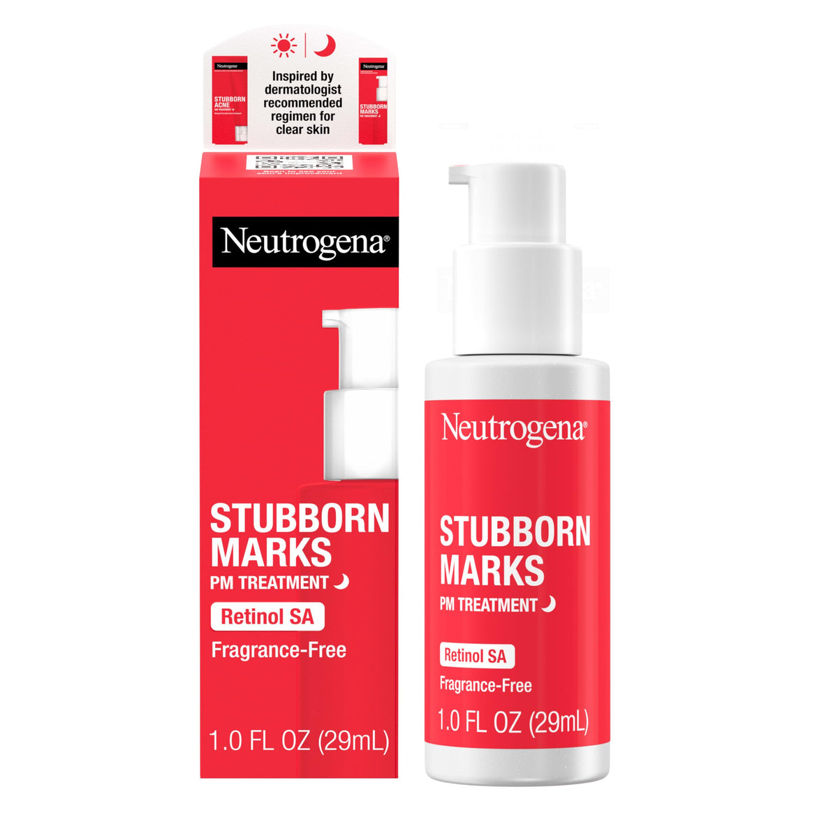 Neutrogena front packaging showing bottle and box, clear product identification and ease of use