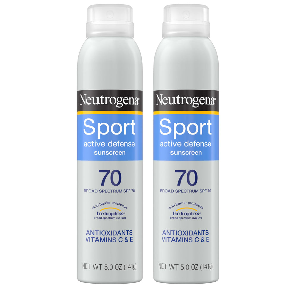 Neutrogena front packaging showing twin SPF 70 cans and sport branding for reliable protection