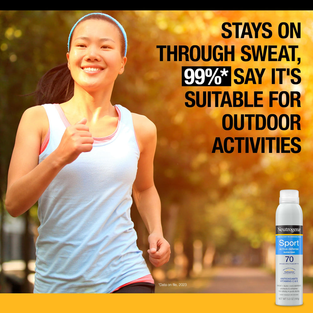 Neutrogena spray action demonstrating easy application and fast coverage for active lifestyles