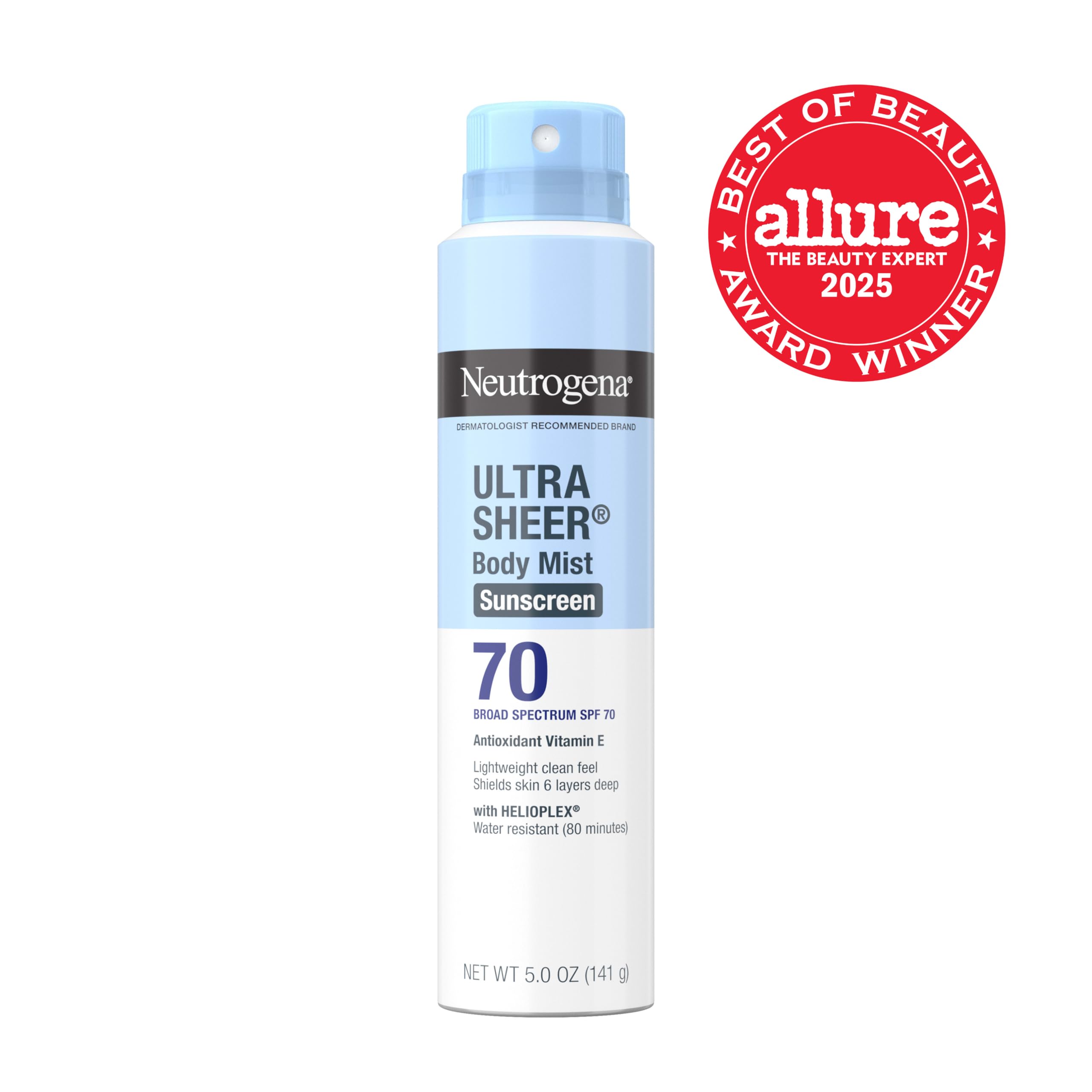 Neutrogena label close-up highlighting ingredients and water-resistance benefits