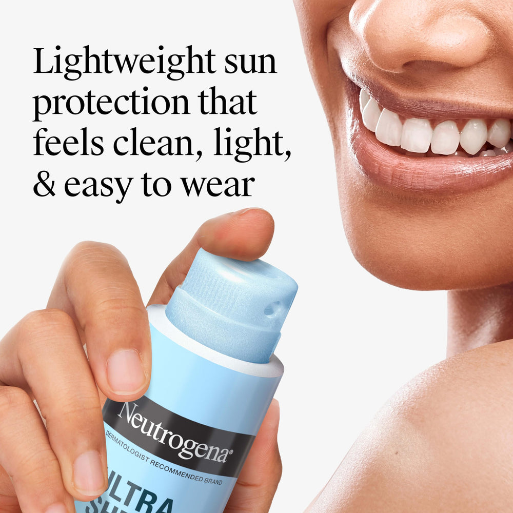 Neutrogena spray texture on skin showing fast-absorbing, non-greasy finish