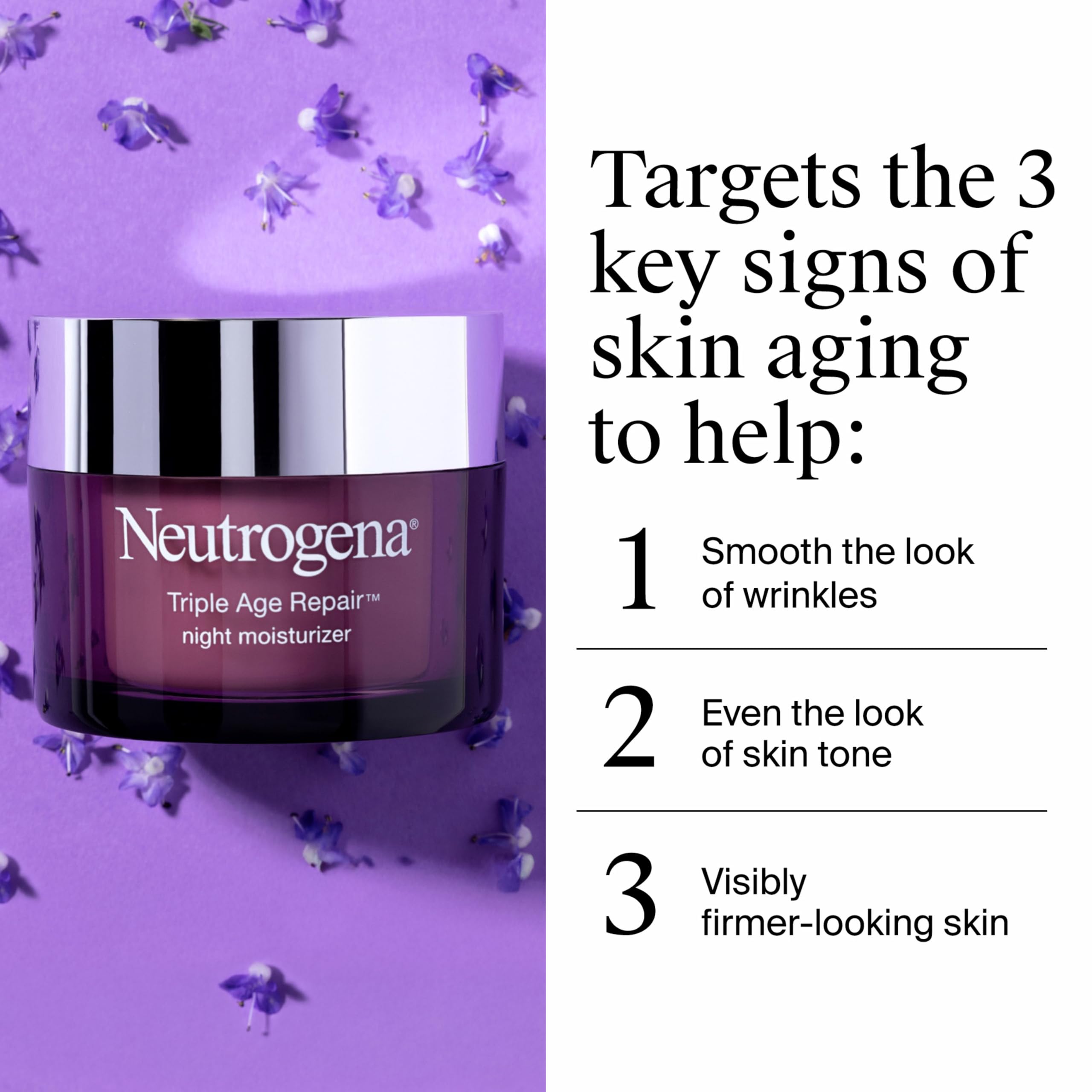Neutrogena label closeup showing product name and claims for targeted skin improvement benefit