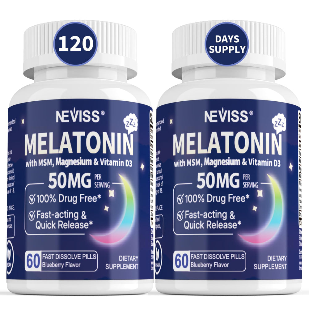 NEVISS front packaging showing 50mg tablets and key benefits