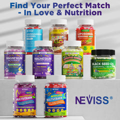 NEVISS close-up gummy texture highlighting chewable, vegan formula benefits