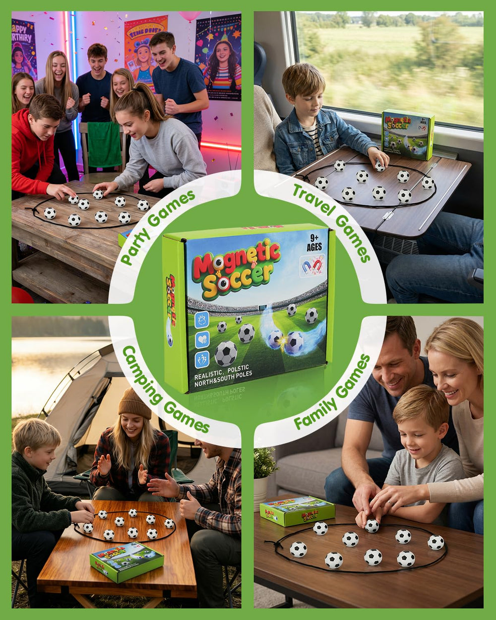 Nevzan family playing game on table, promotes multi-generational bonding benefit