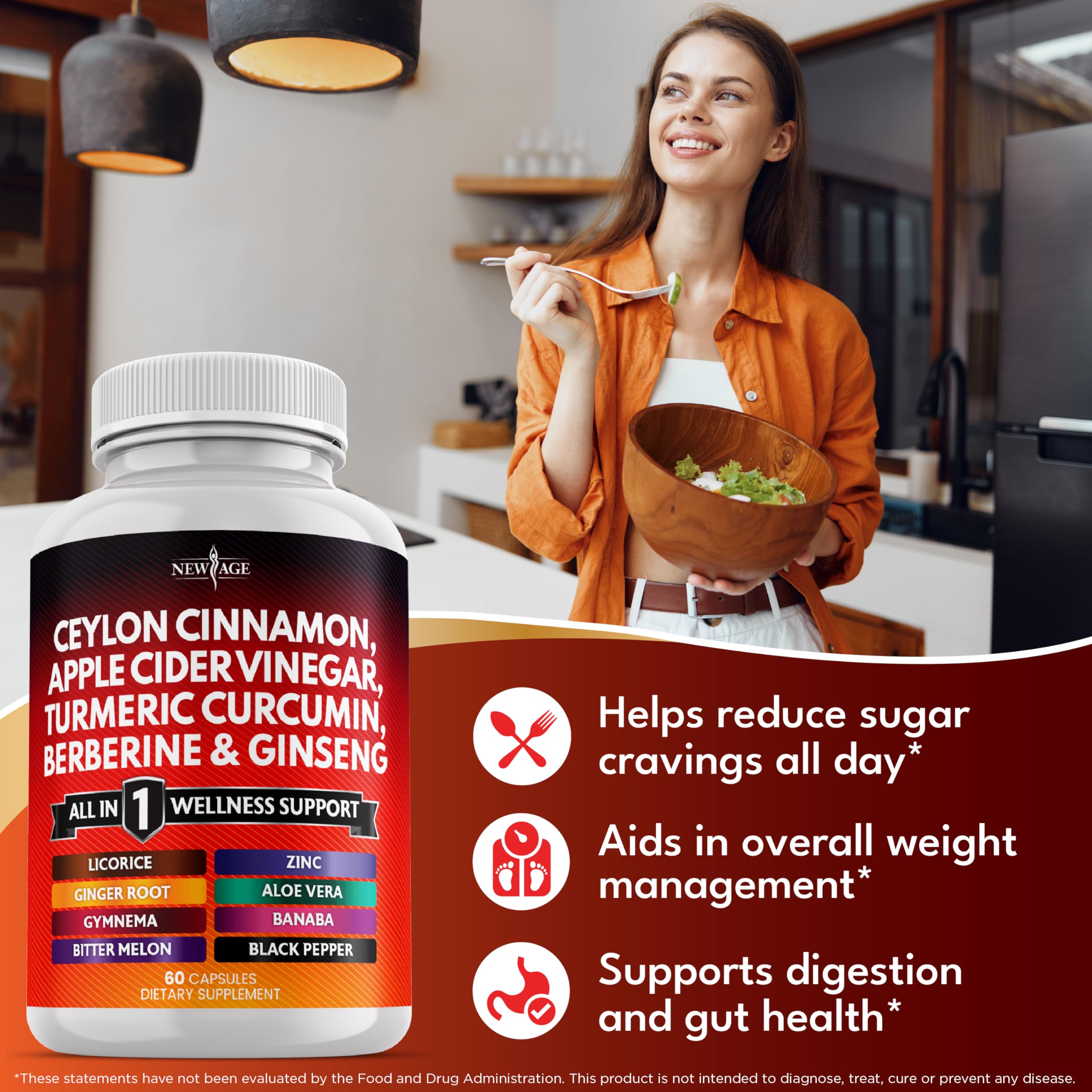 NEW AGE bottle open with capsules for quick daily two-capsule convenience