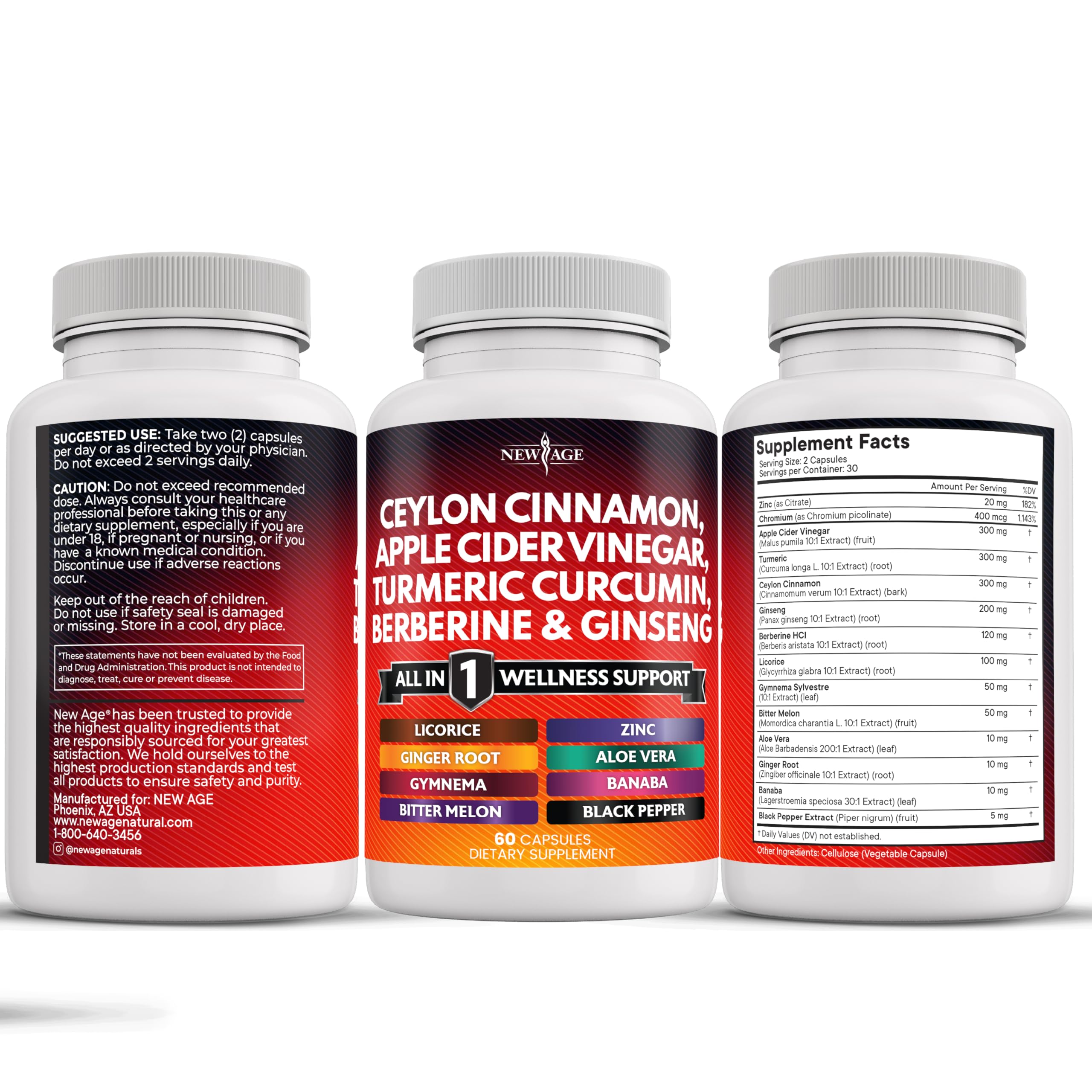 NEW AGE turmeric and cinnamon detail emphasizing antioxidant-rich botanical benefit