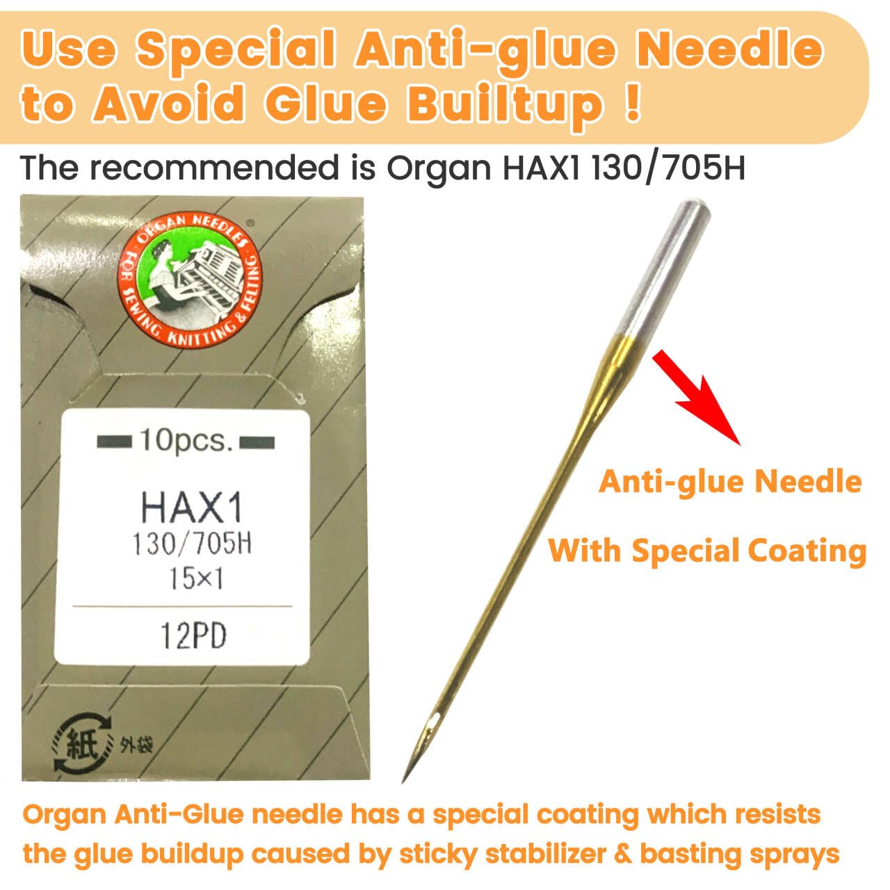 New brothread adhesive surface close-up demonstrating tack for secure hoop-free stitching