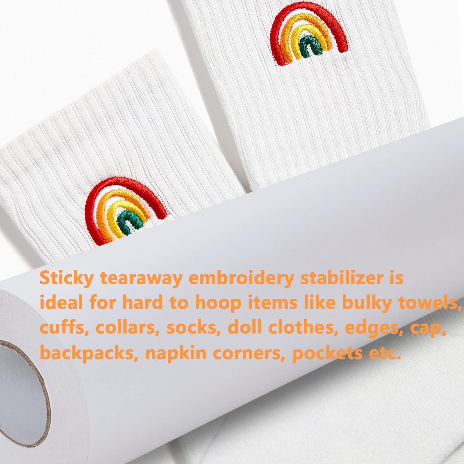 New brothread next to a ruler showing 12-inch width and 10-yard roll scale for planning
