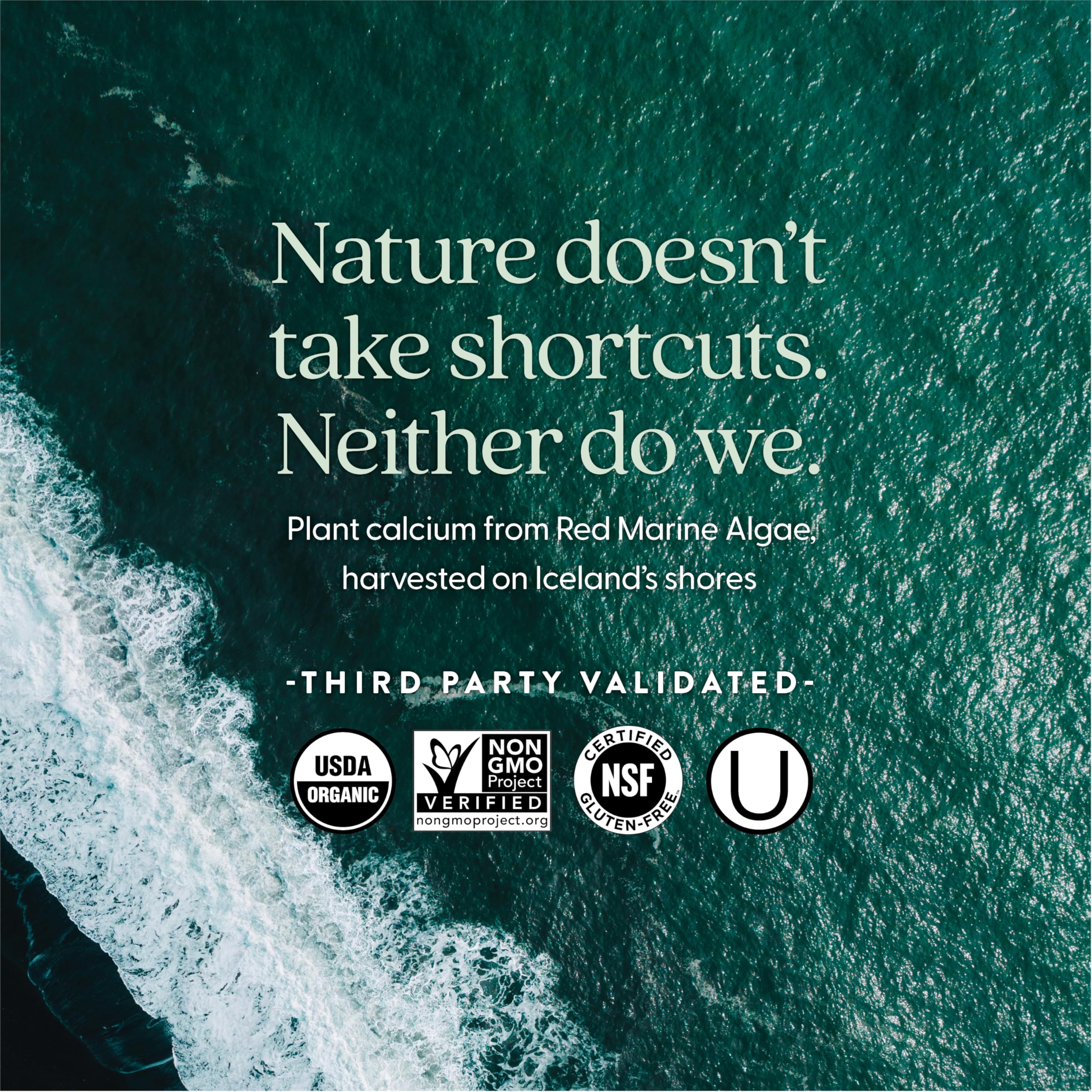 New Chapter red marine algae depiction indicating plant-sourced calcium benefit