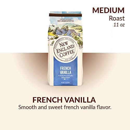 New England Coffee side label close-up highlighting ingredients and kosher certification benefit