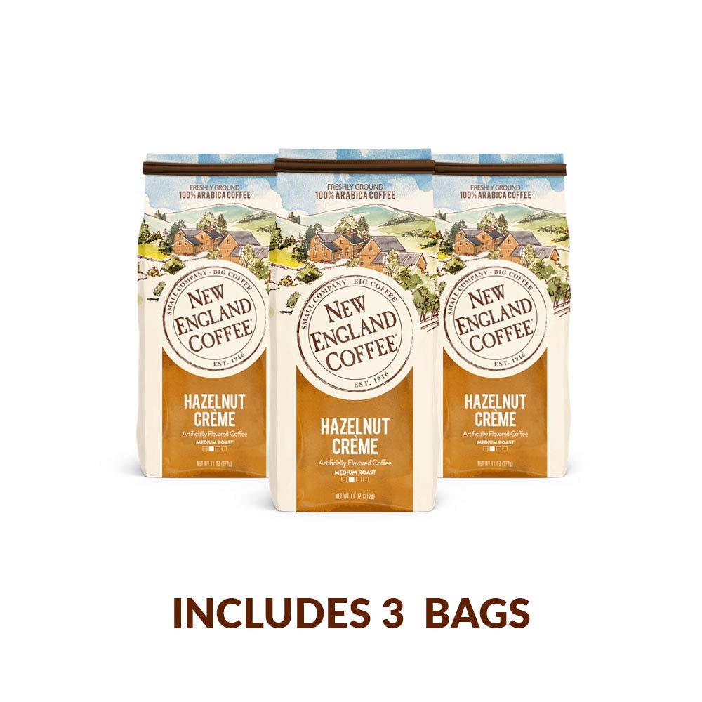 New England Coffee bag showing small-batch roast note and consistent quality benefit
