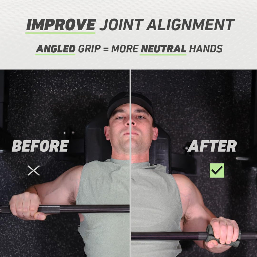 New Growth N-Gage Grips EZ angled profile closeup highlighting ergonomic wrist alignment benefit