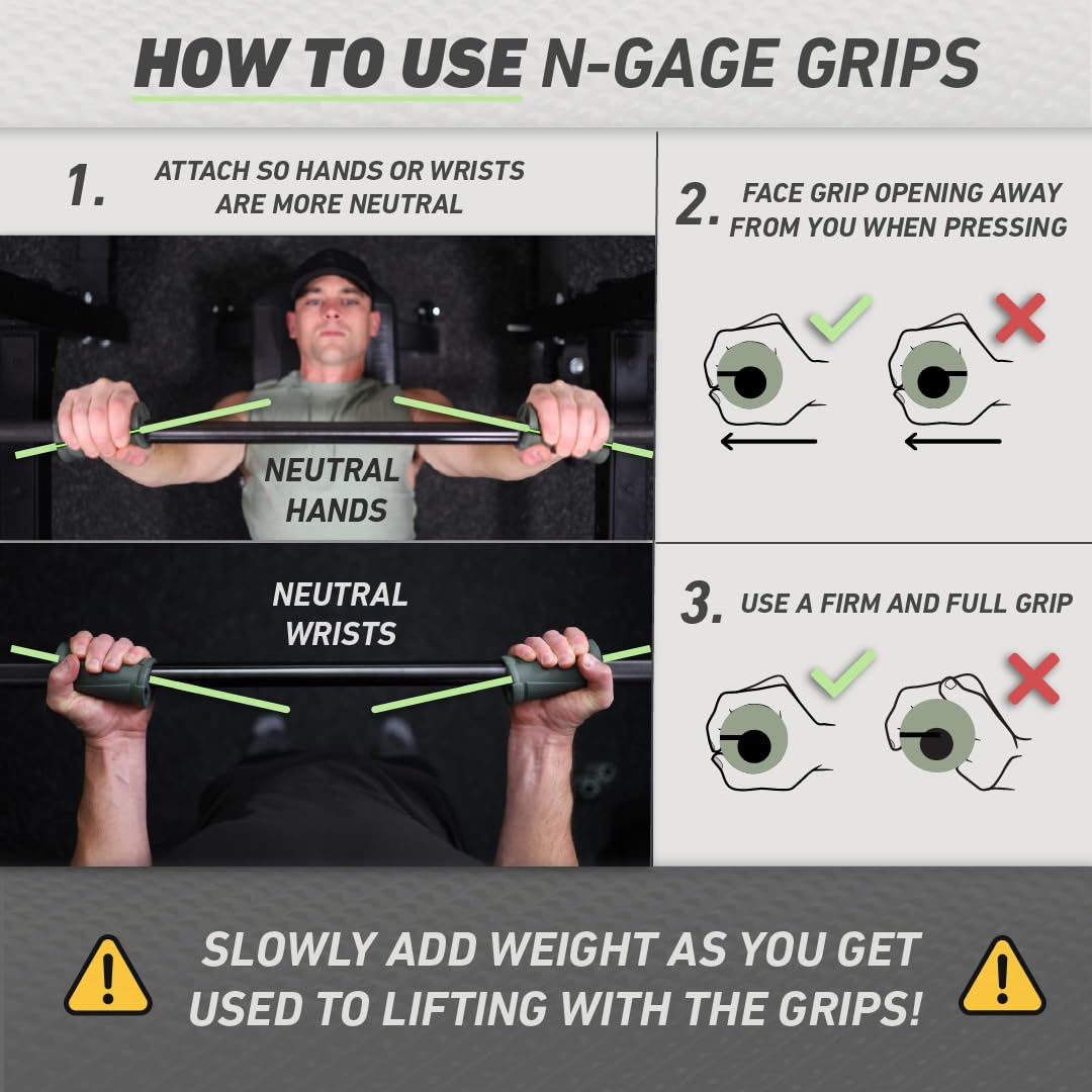 New Growth N-Gage Grips EZ next to a hand for scale showing compact portability advantage