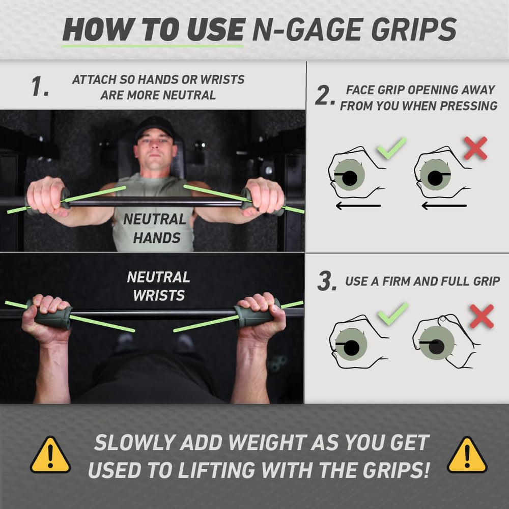 New Growth N-Gage Grips EZ next to a hand for scale showing compact portability advantage