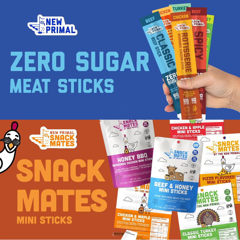 The New Primal sticks beside a ruler for size comparison demonstrating portion control