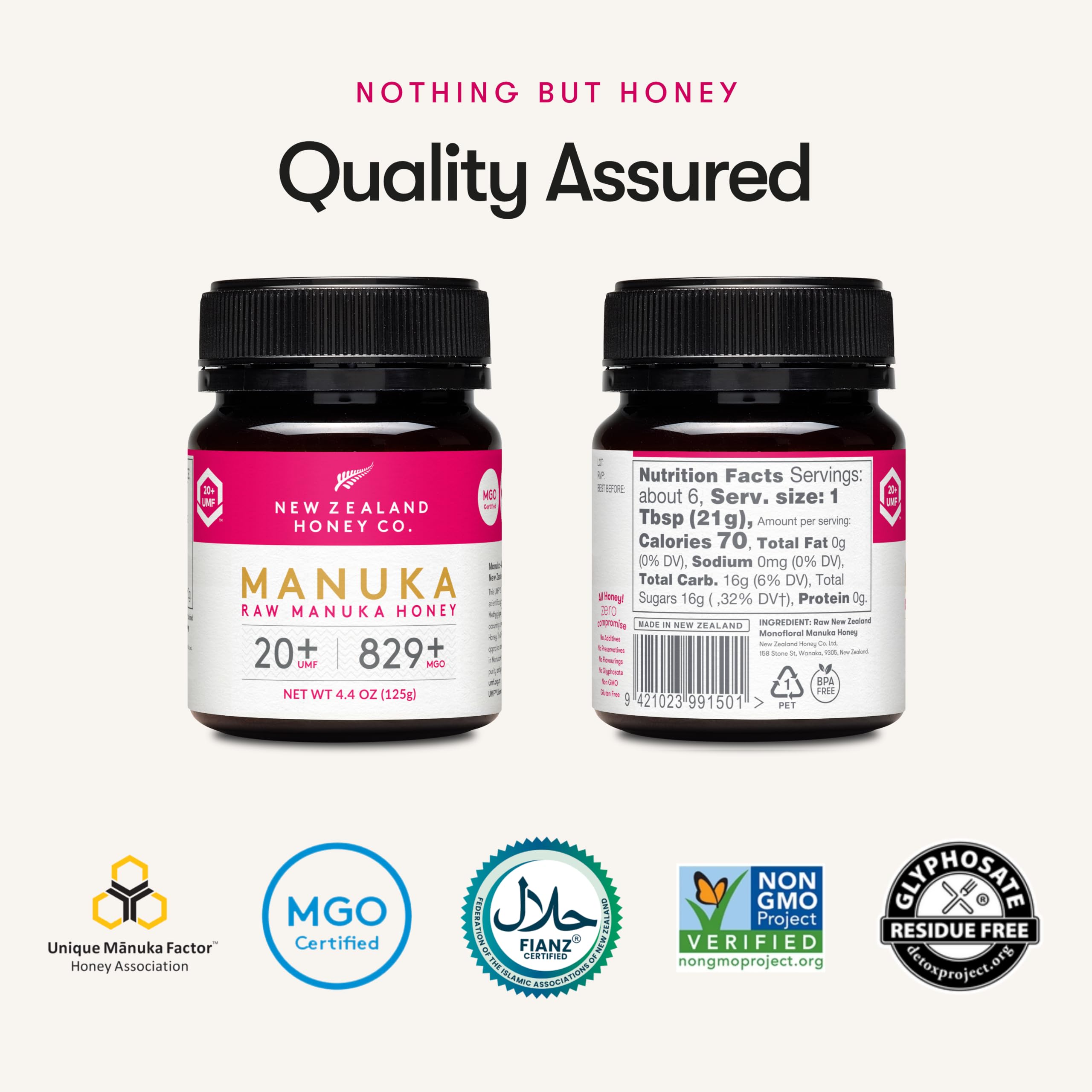 NEW ZEALAND HONEY CO jar opened with honey drizzle highlighting smooth texture and spoon-ready convenience