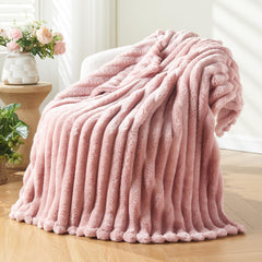 NEWCOSPLAY front view pink throw showing plush softness and cozy appeal