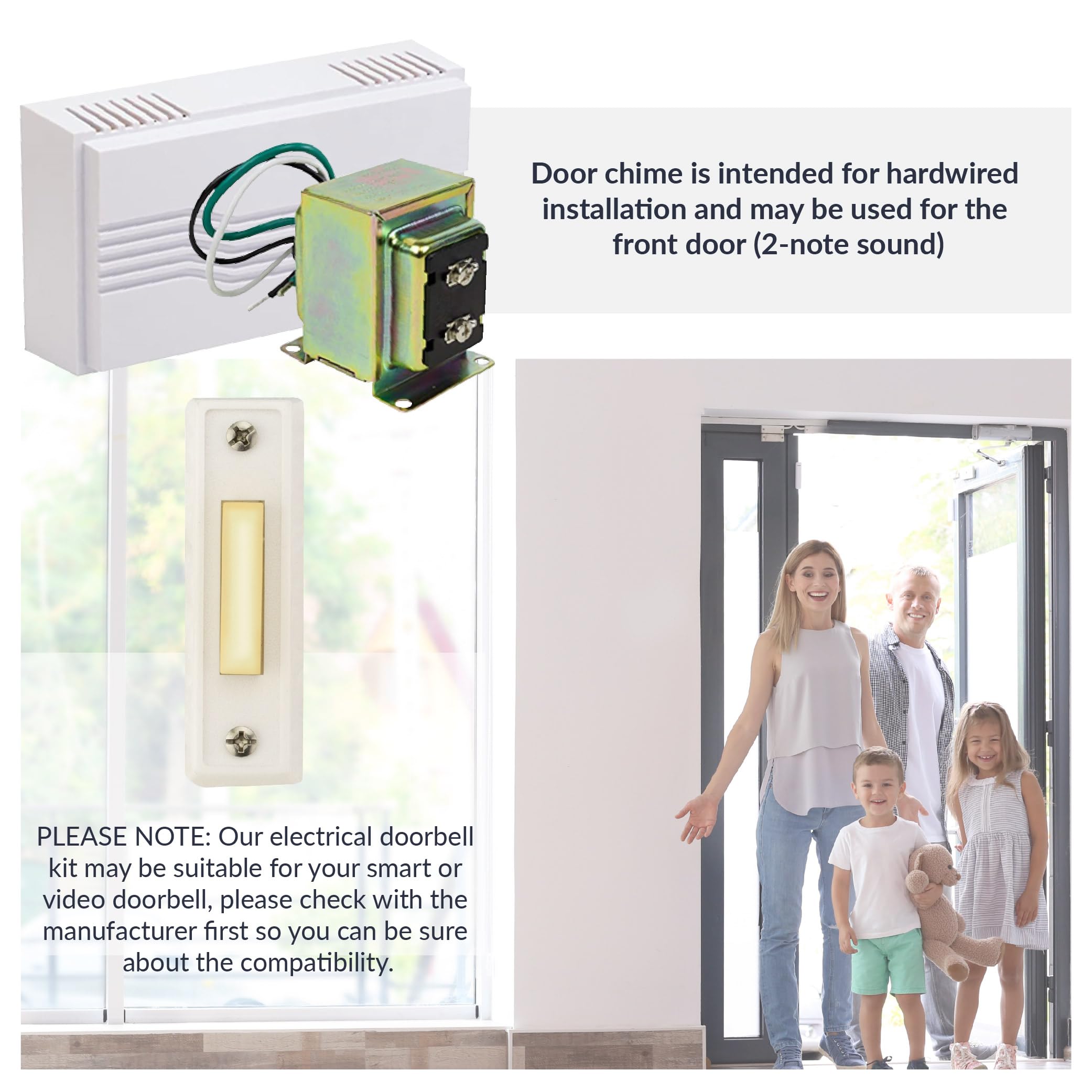 Newhouse Hardware button mounted on doorframe demonstrating nighttime visibility