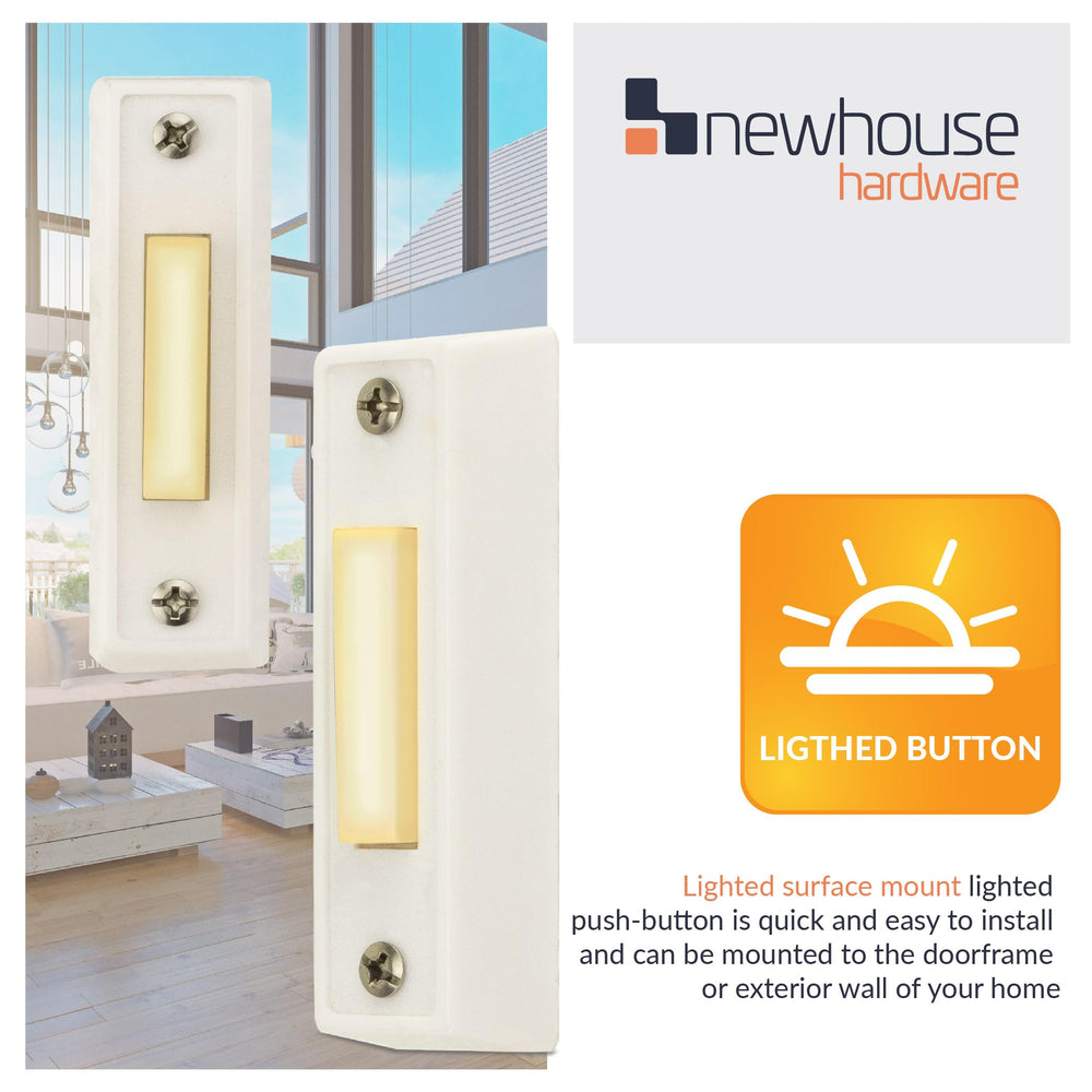 Newhouse Hardware lighted surface-mount button front view for easy locating