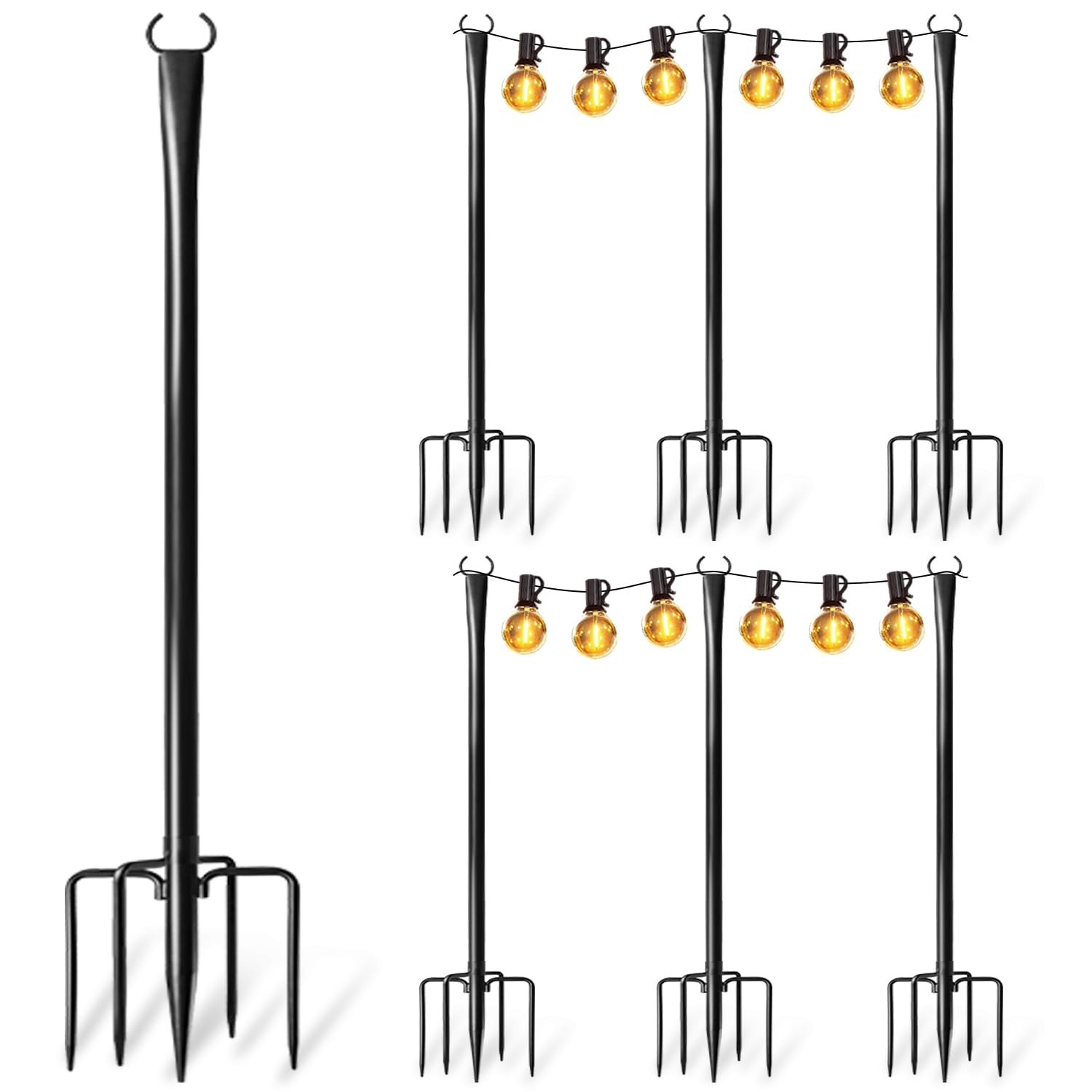 Nexillumi front view of assembled poles showing ready-to-use lighting solution