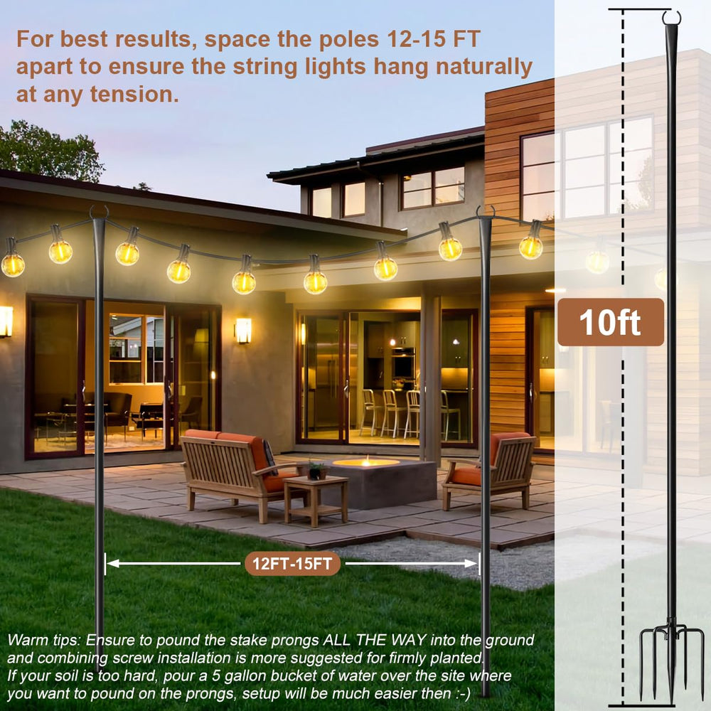 Nexillumi pole beside adult for scale illustrating adjustable 12–15 foot height