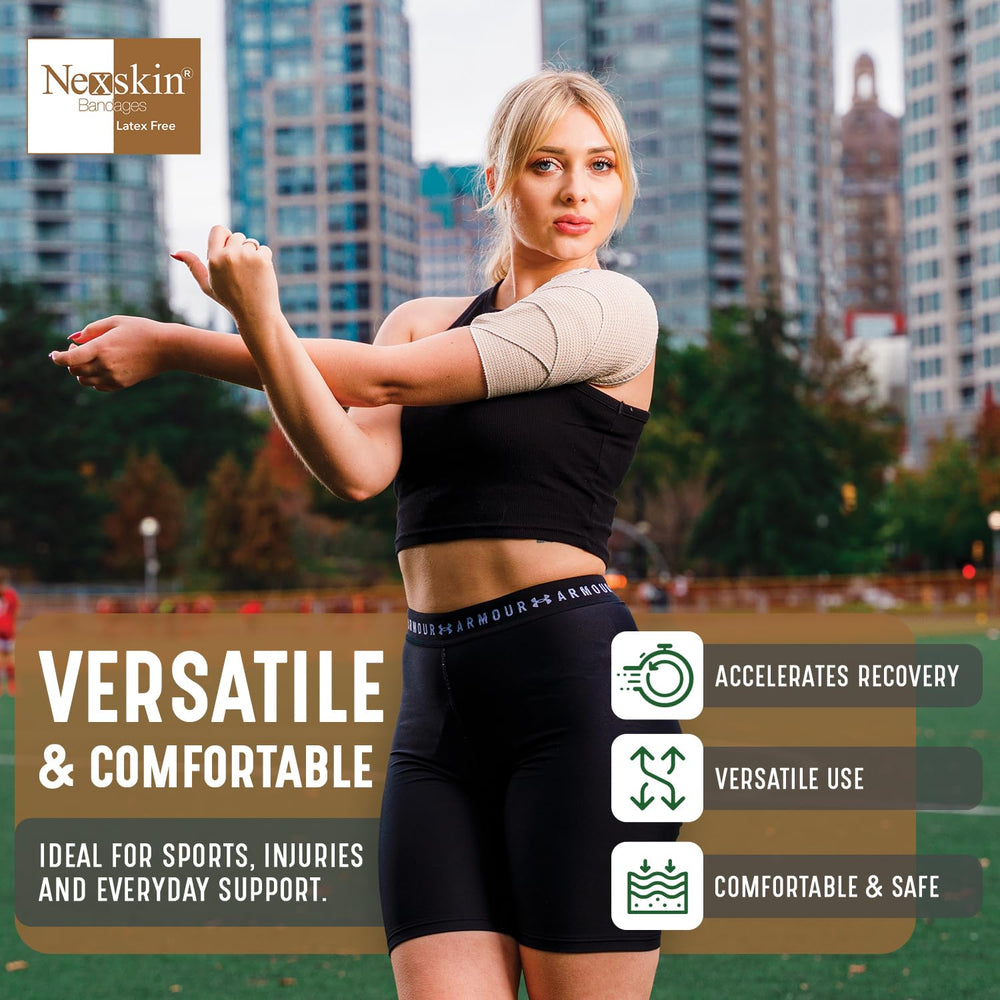 NexSkin bandage wrapped on ankle demonstrating stable support
