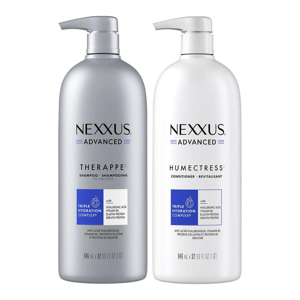 Nexxus label close-up highlighting POLYSOFT HYDRATOR™ ingredients and strengthening benefit