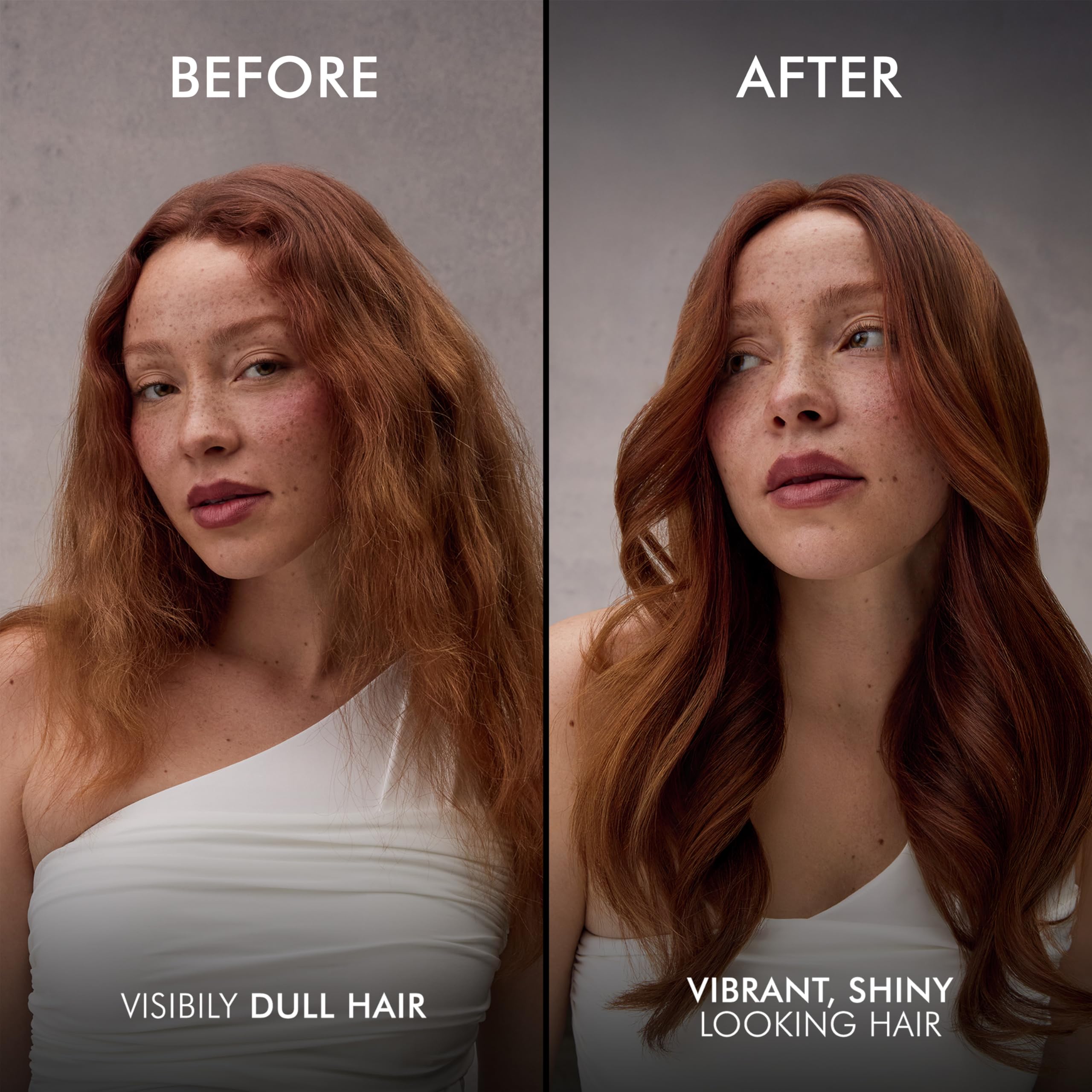 Nexxus before and after colored hair showing improved vibrancy