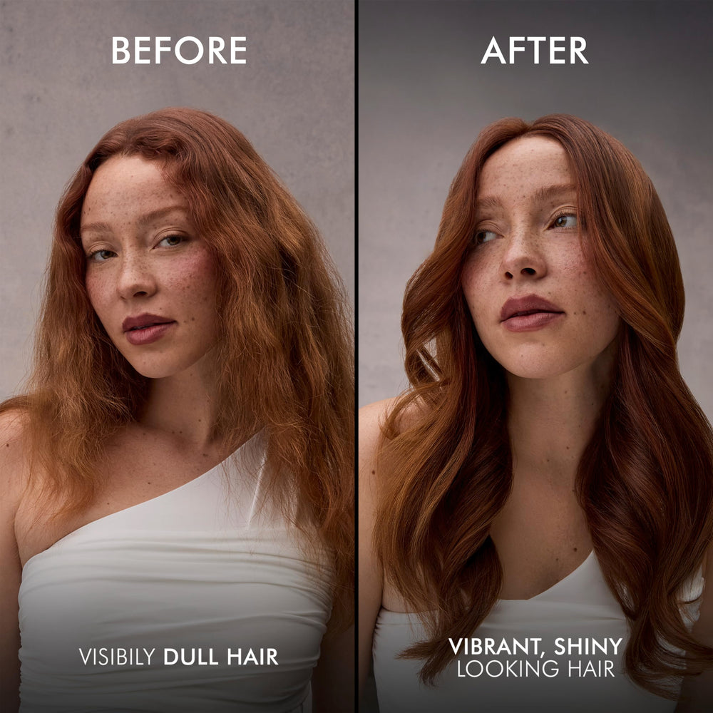Nexxus before and after colored hair showing improved vibrancy