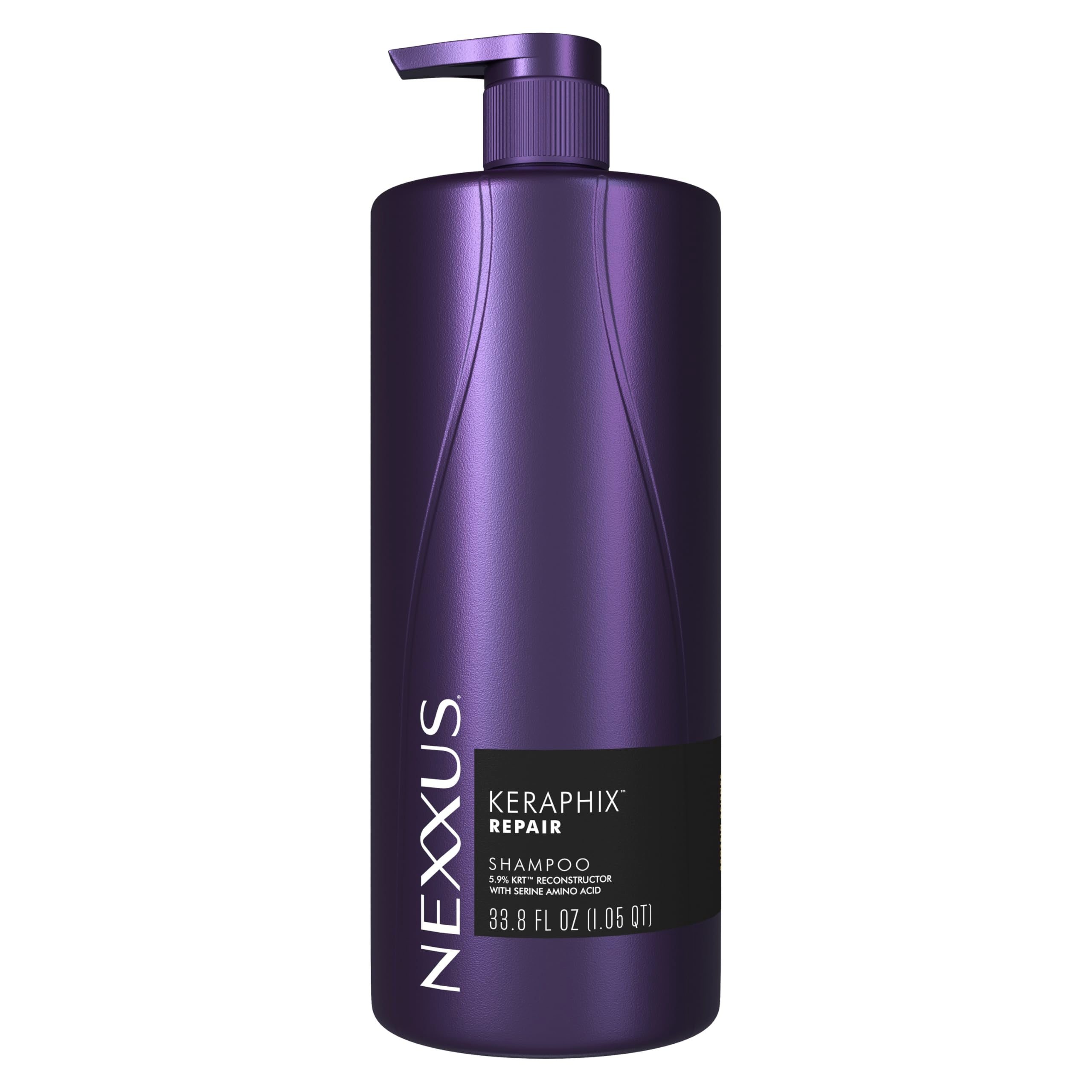 Nexxus KERAPHIX shampoo front bottle shows professional repair benefits