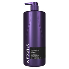 Nexxus KERAPHIX shampoo front bottle shows professional repair benefits