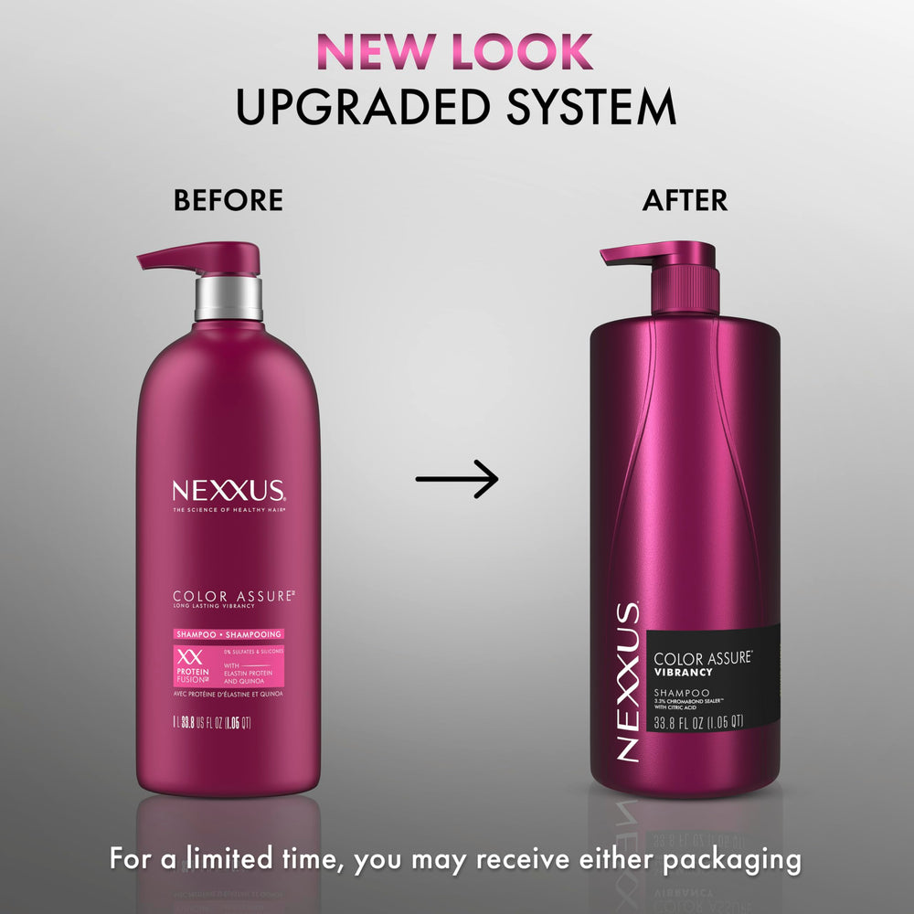 Nexxus pump dispensing shampoo for easy, controlled application