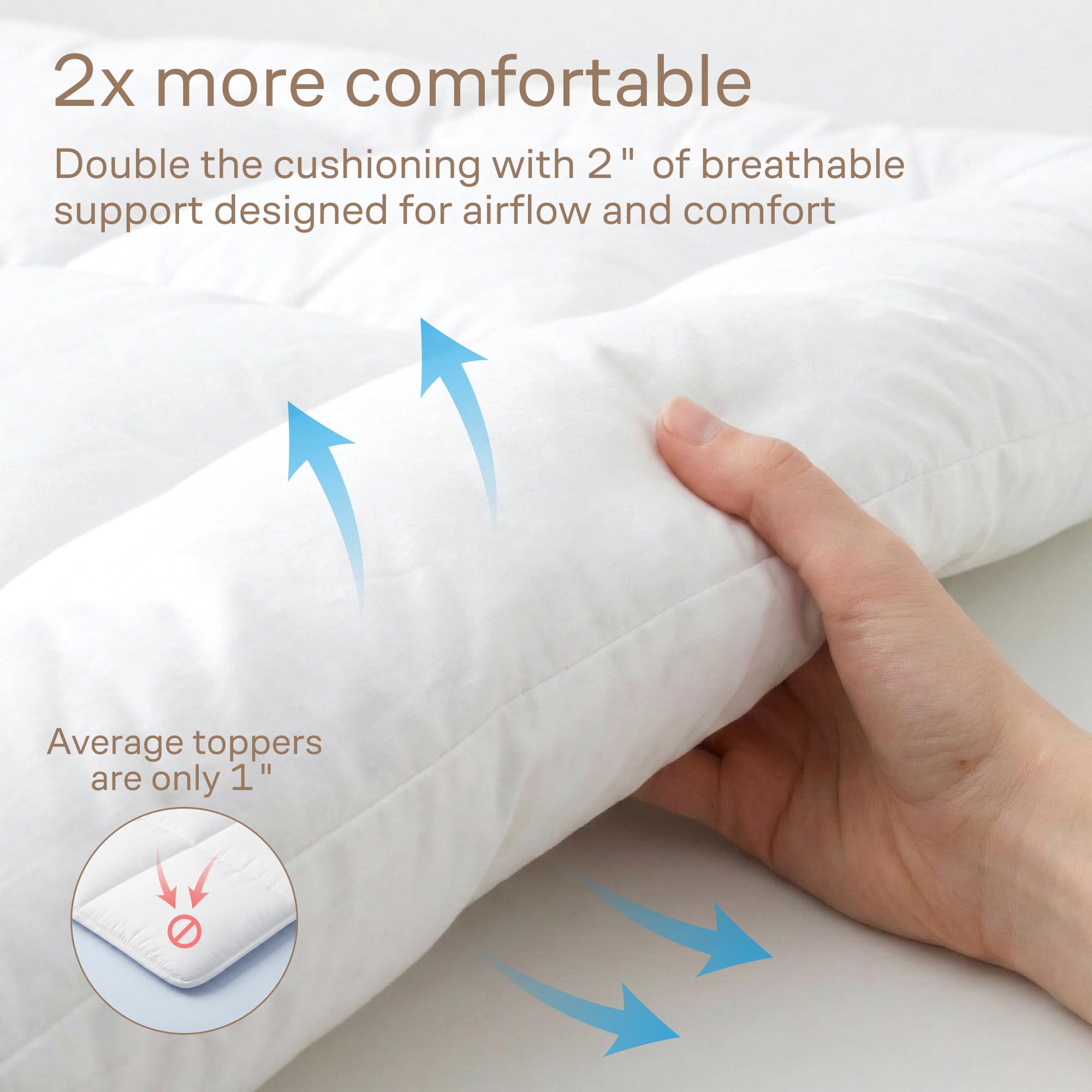 Niagara Sleep Solution adjustable straps and extra-length stretch sides keeping topper secure all night