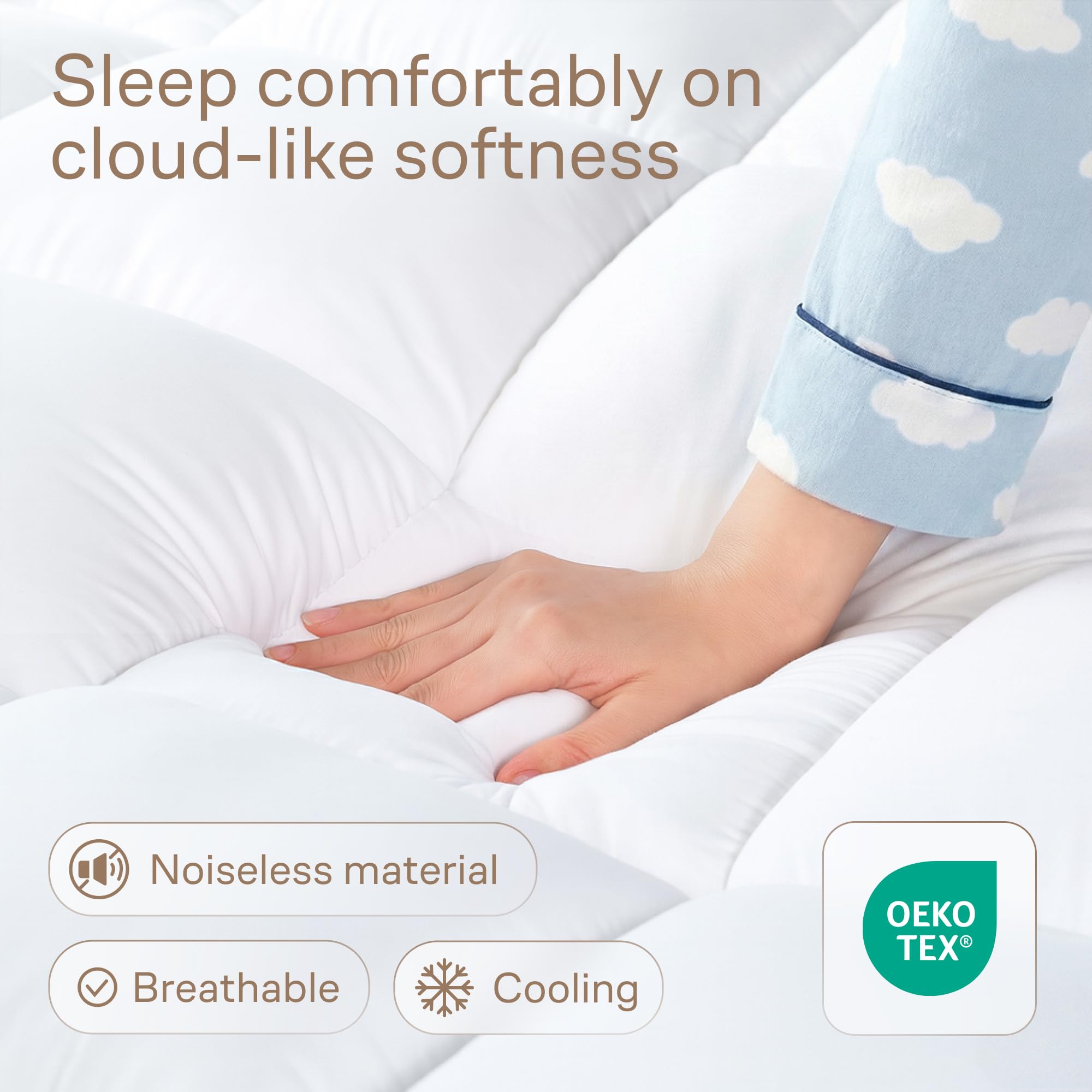 Niagara Sleep Solution close-up of brushed microfiber cover highlighting soft texture for sensitive skin