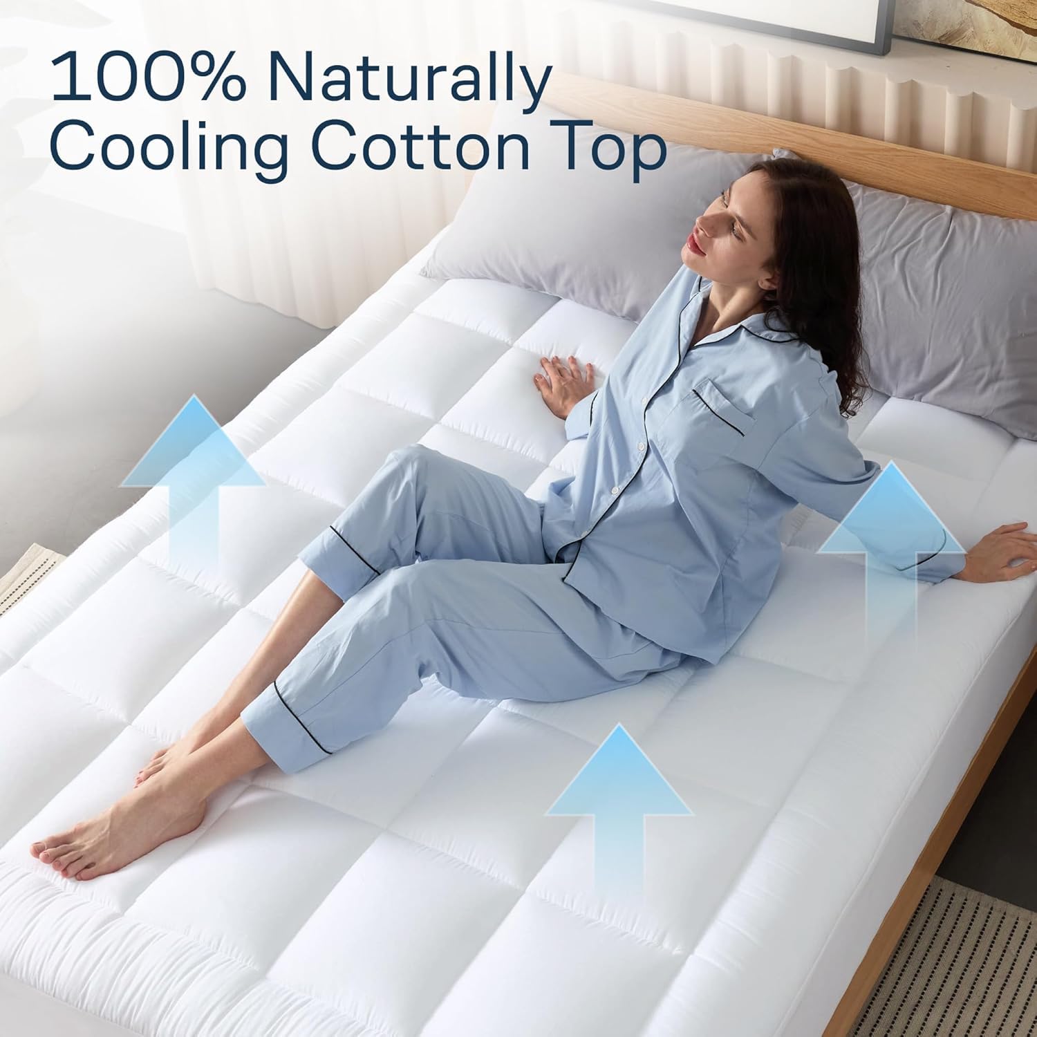 Niagara Sleep Solution deep pocket skirt stretched over thick mattress for secure fit