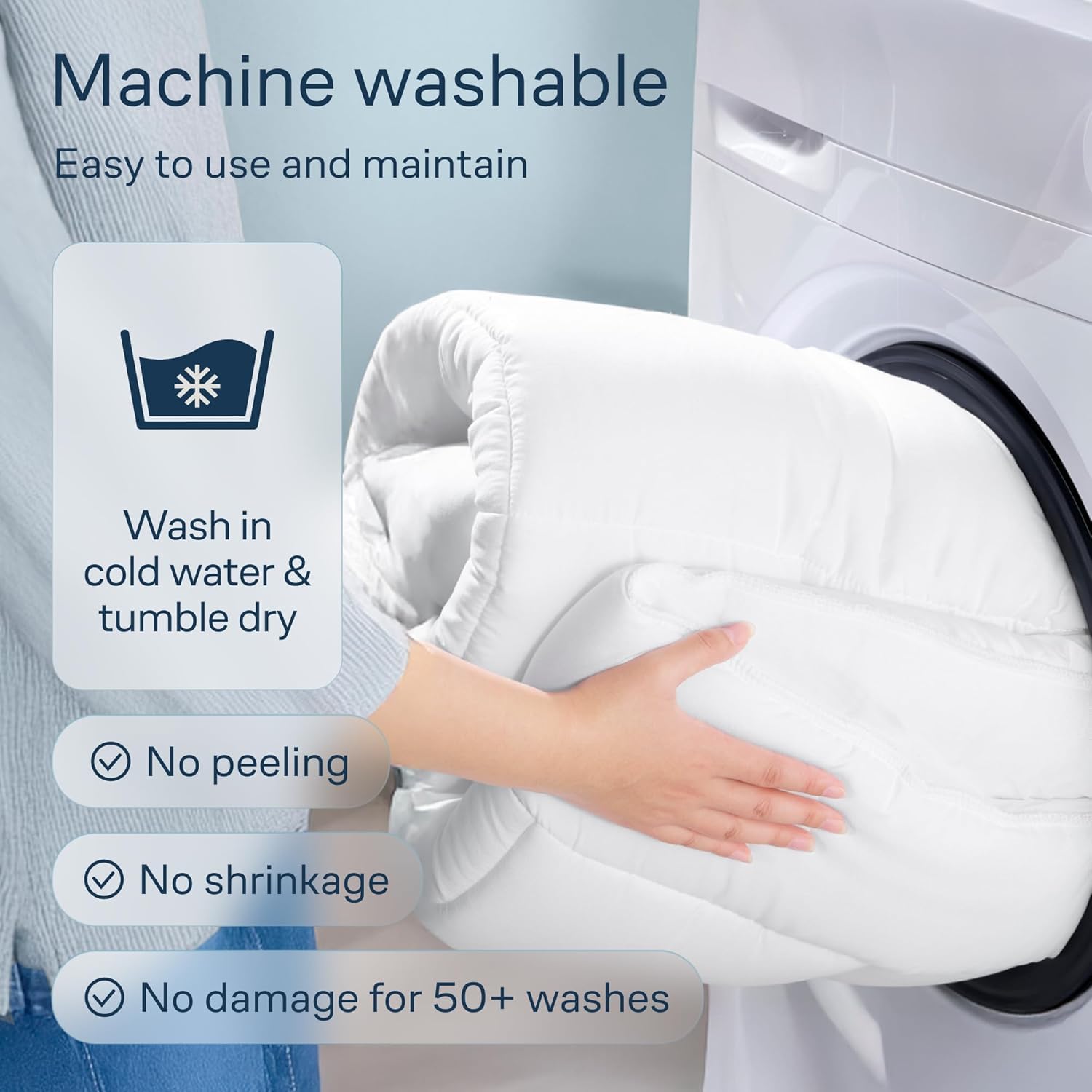 Niagara Sleep Solution fresh from dryer demonstrating easy care and restored loft