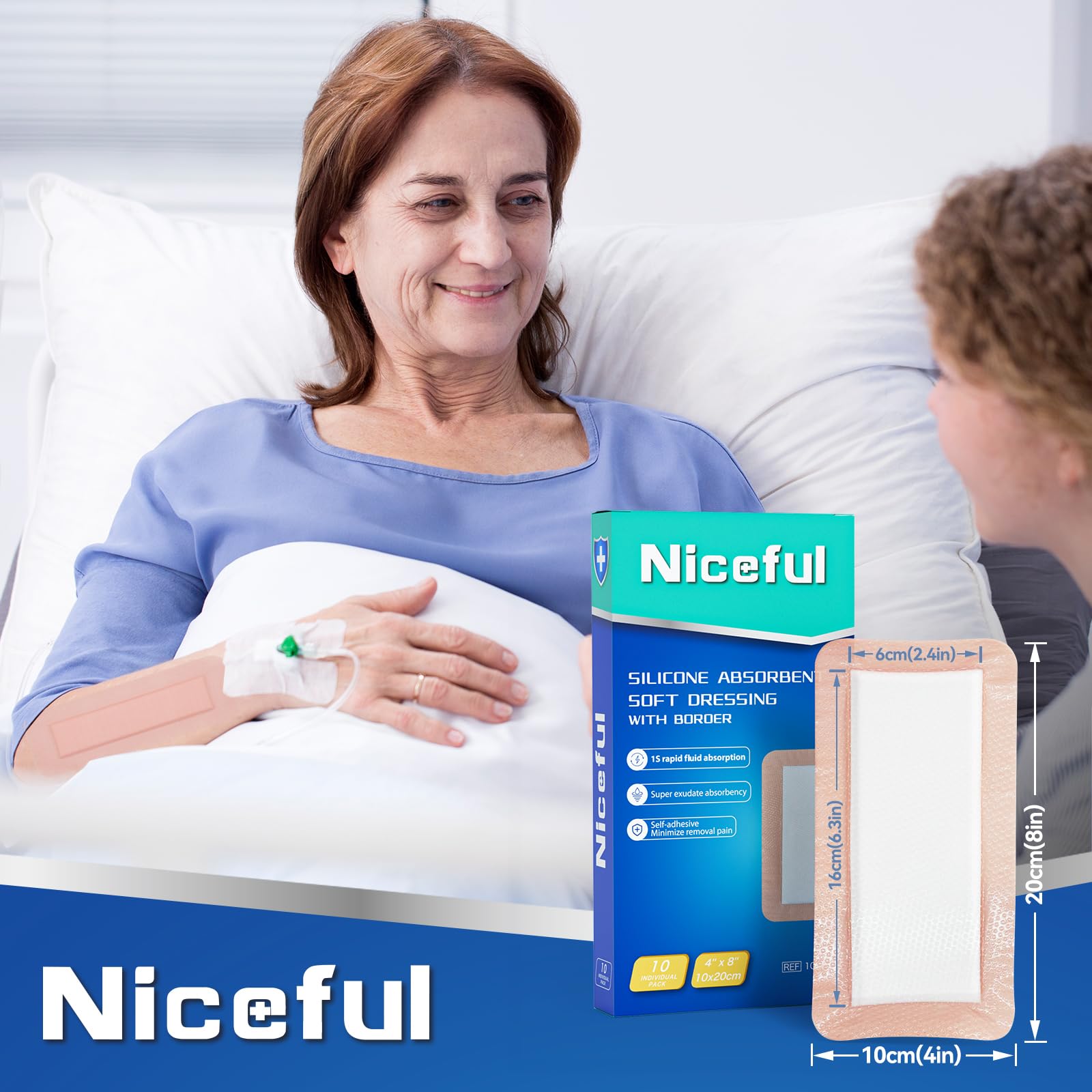Niceful adhesive border close-up demonstrating secure fit and leak protection