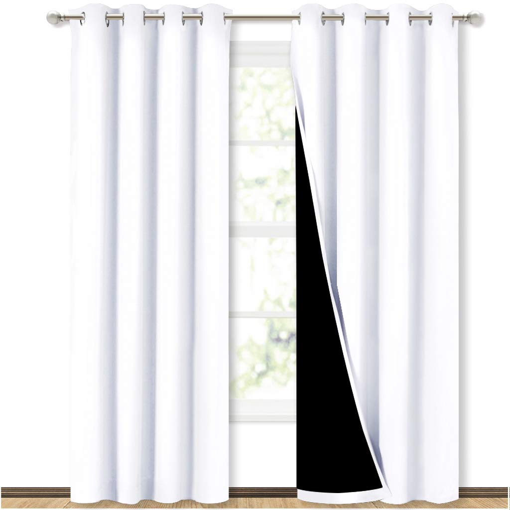 NICETOWN white curtains front view showing tailored look and light control benefit