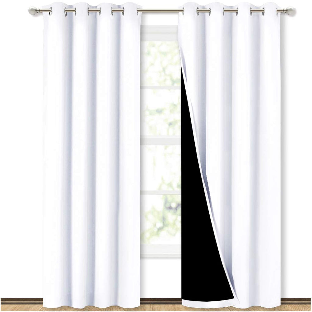 NICETOWN white curtains front view showing tailored look and light control benefit