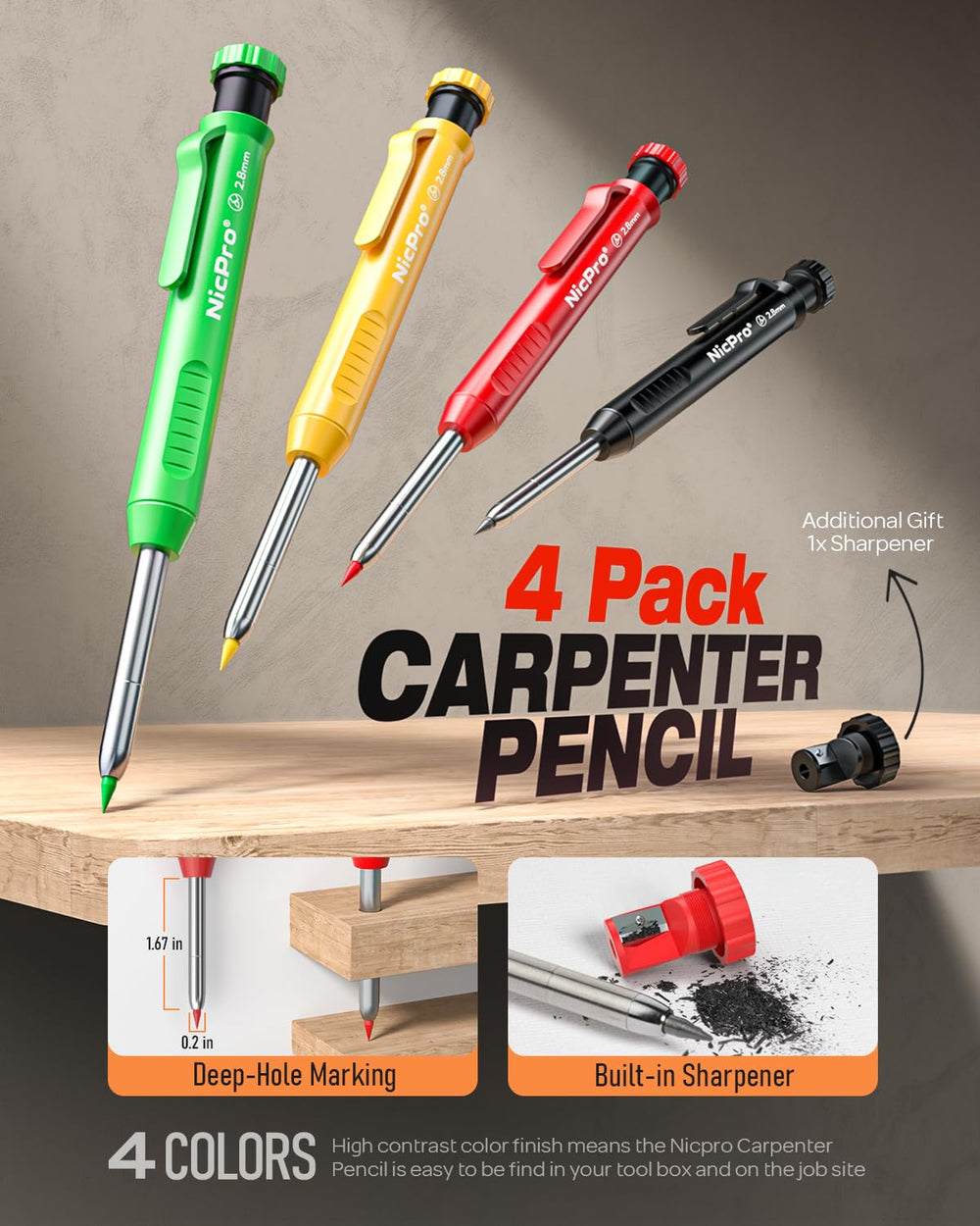 Nicpro screw-in sharpener detail offering quick resharpening on site
