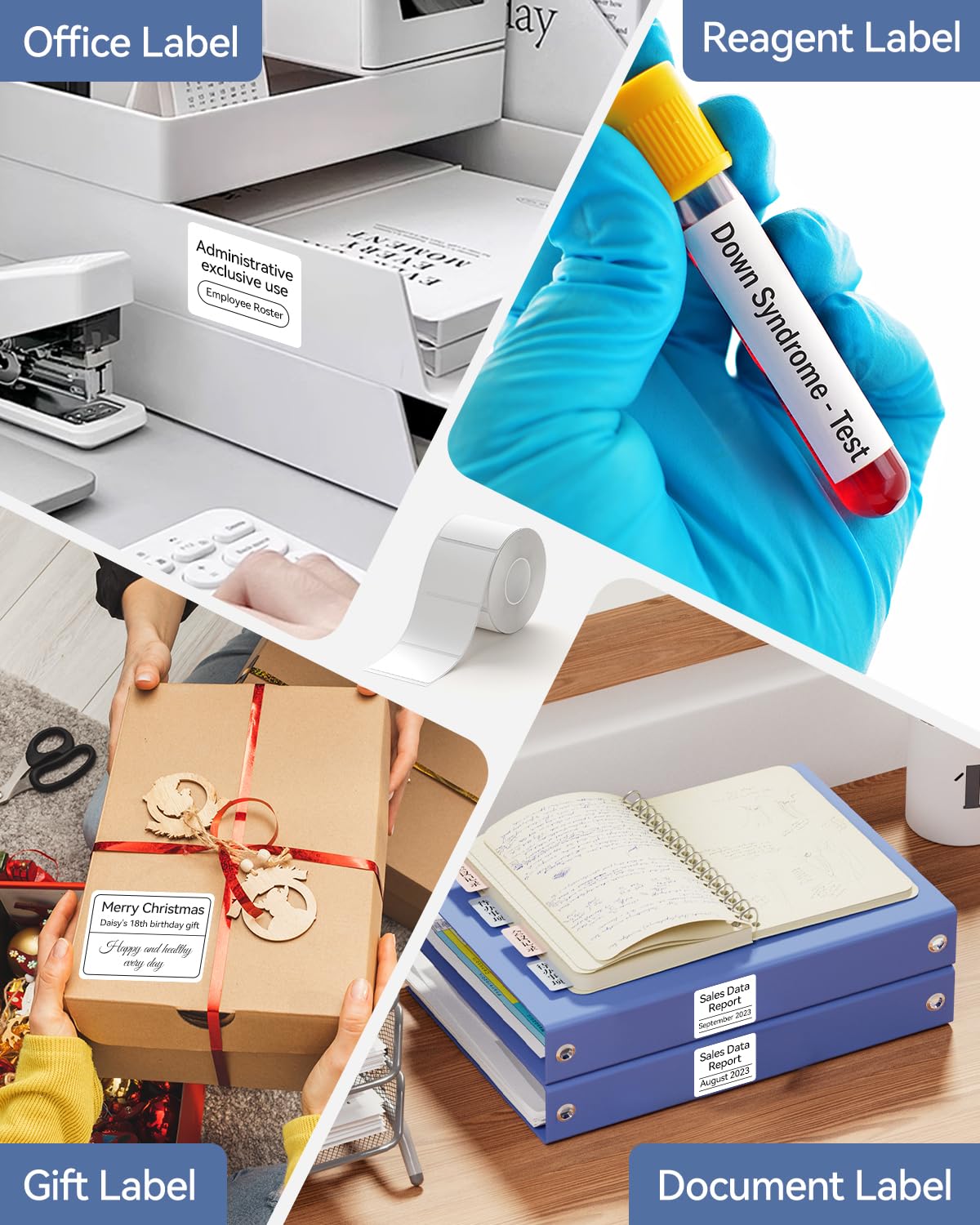 NIIMBOT white label adhered to a cardboard box showing strong adhesion advantage