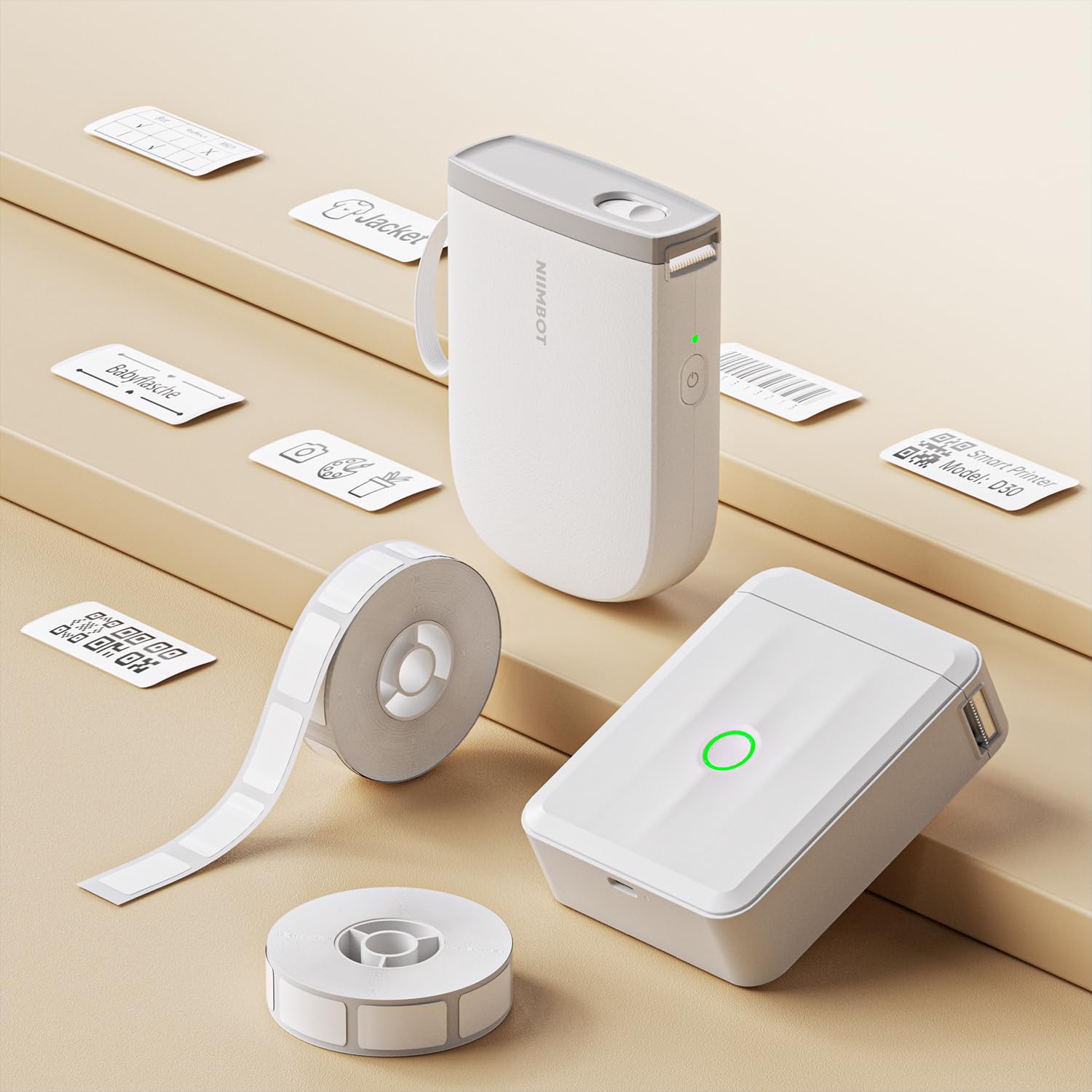 NIIMBOT labels used on storage shelf illustrating organized spaces and fast retrieval