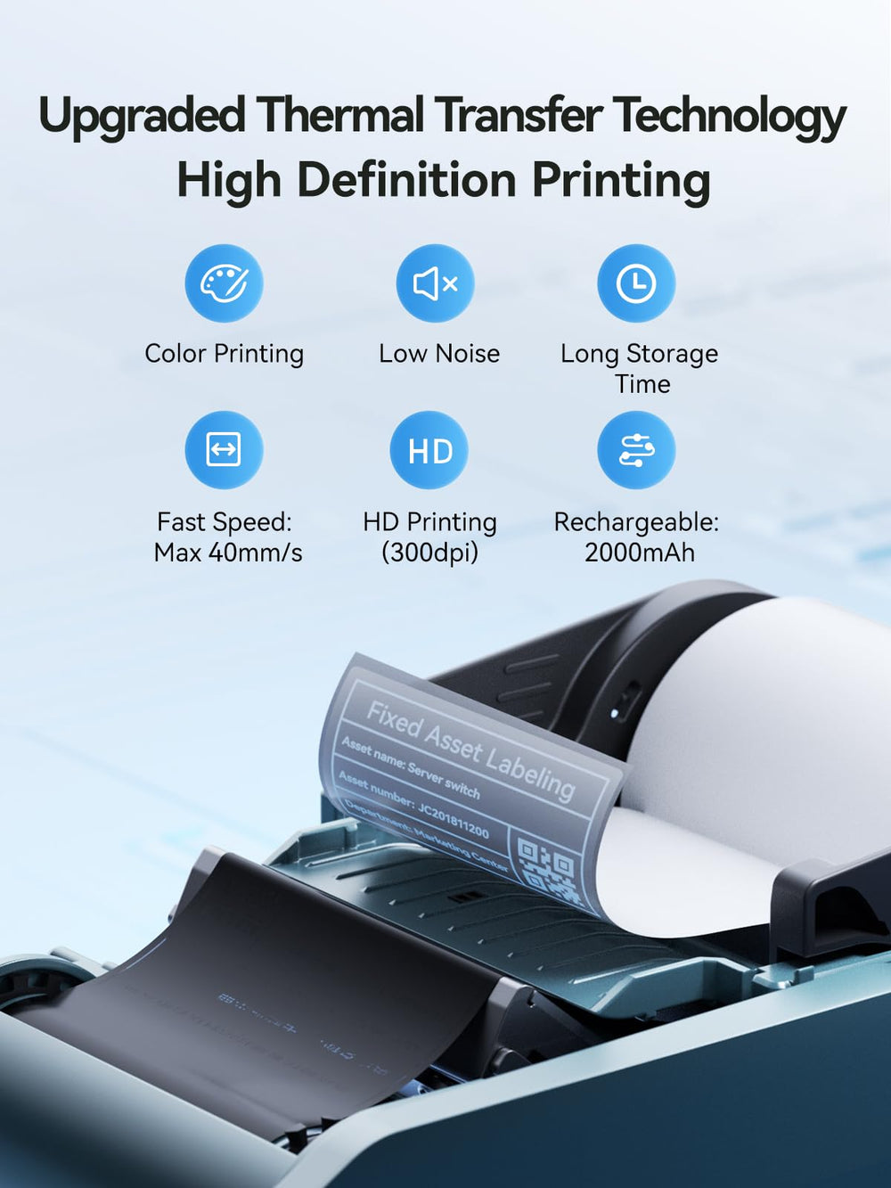 NIIMBOT M2 barcode label example showing precise, scannable barcode printing