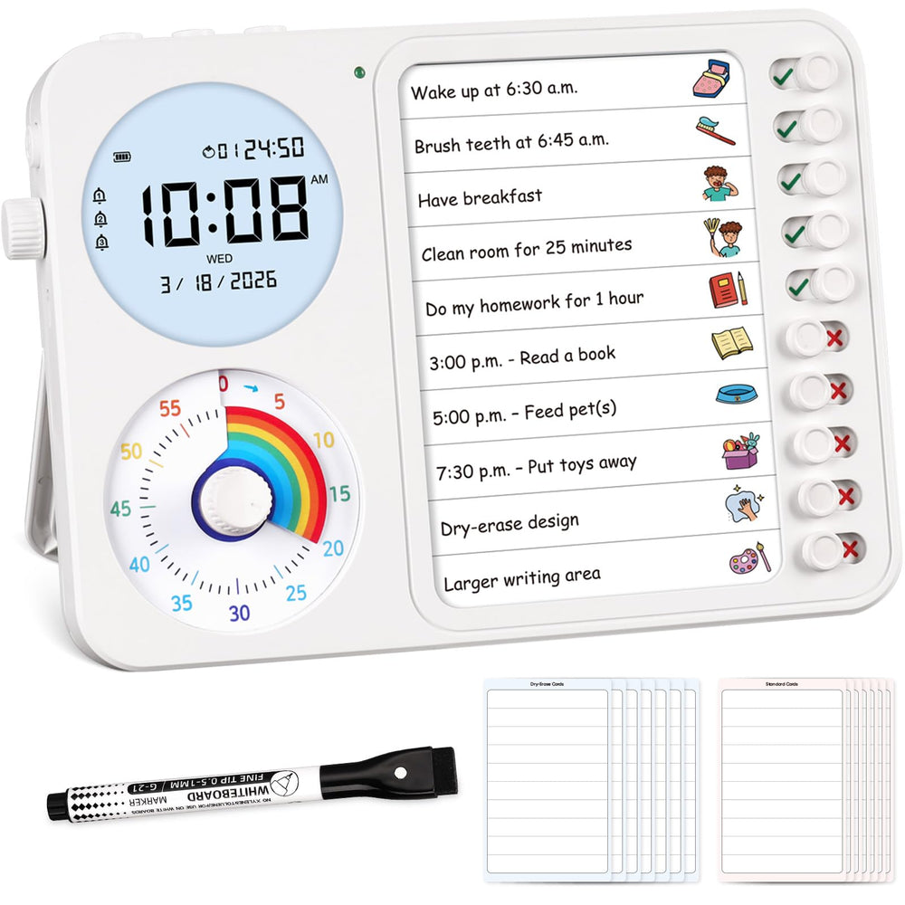 Nikafly front view of white 3-in-1 timer showing clear display and benefits