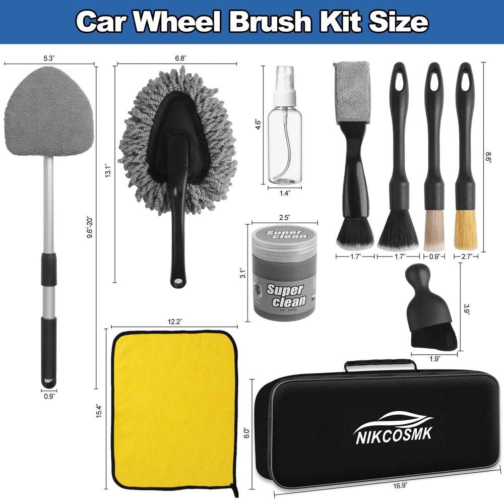 NIKCOSMK windshield cleaner tool close-up demonstrating extendable handle and swivel head