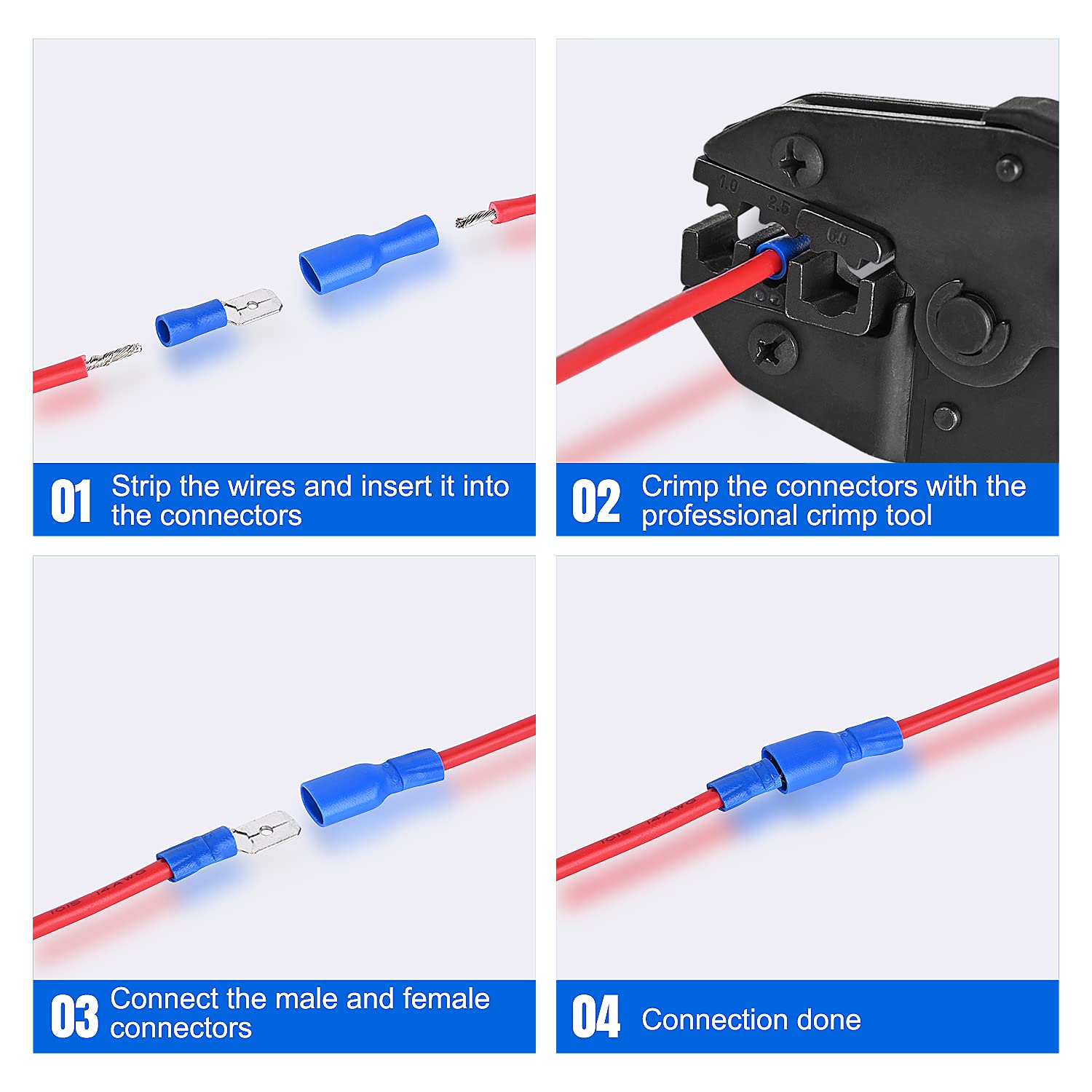 Nilight butt splices and piggyback connectors grouped to illustrate inline repair options